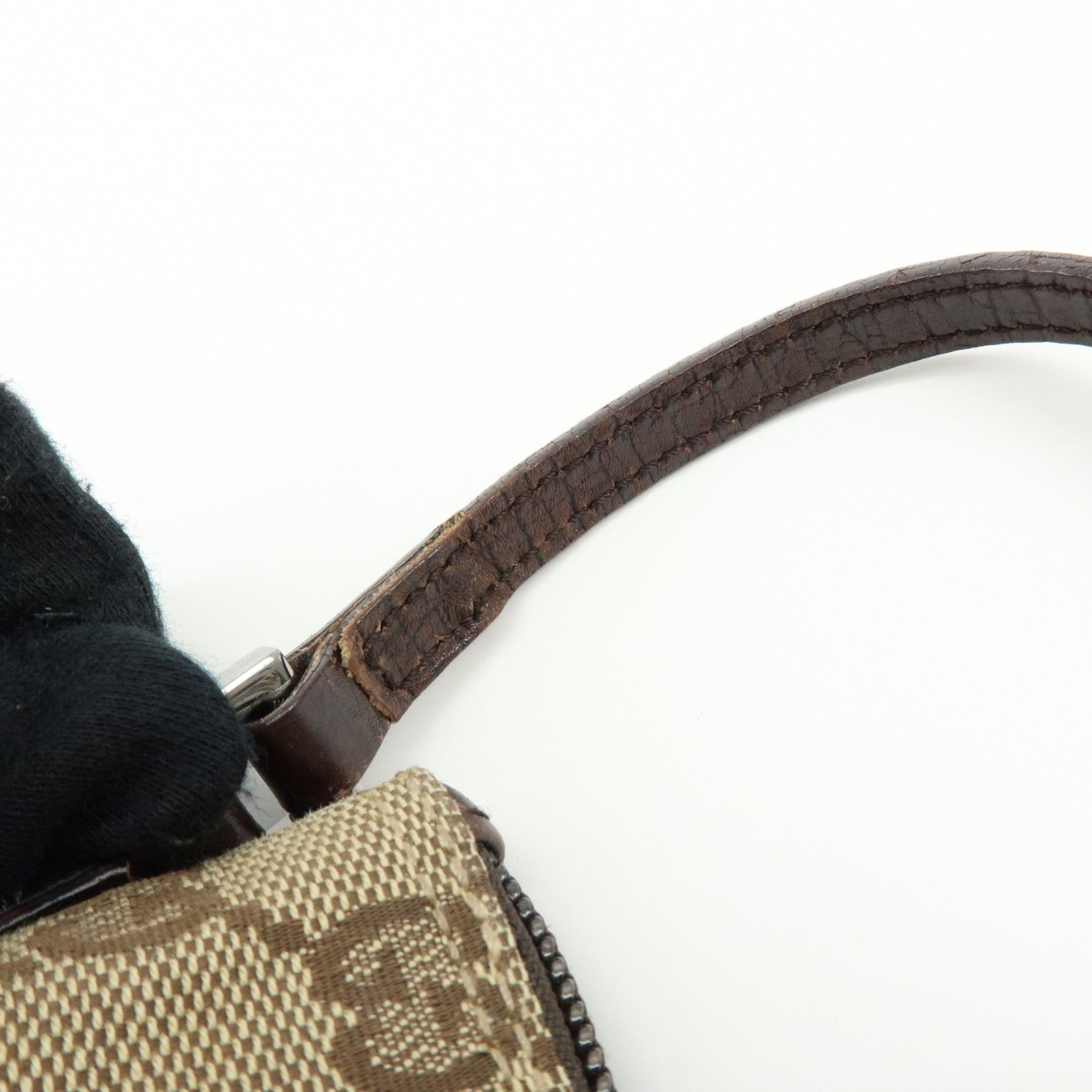 GUCCI Boat Bag GG Canvas Leather Hand Bag Accessory Pouch 07198