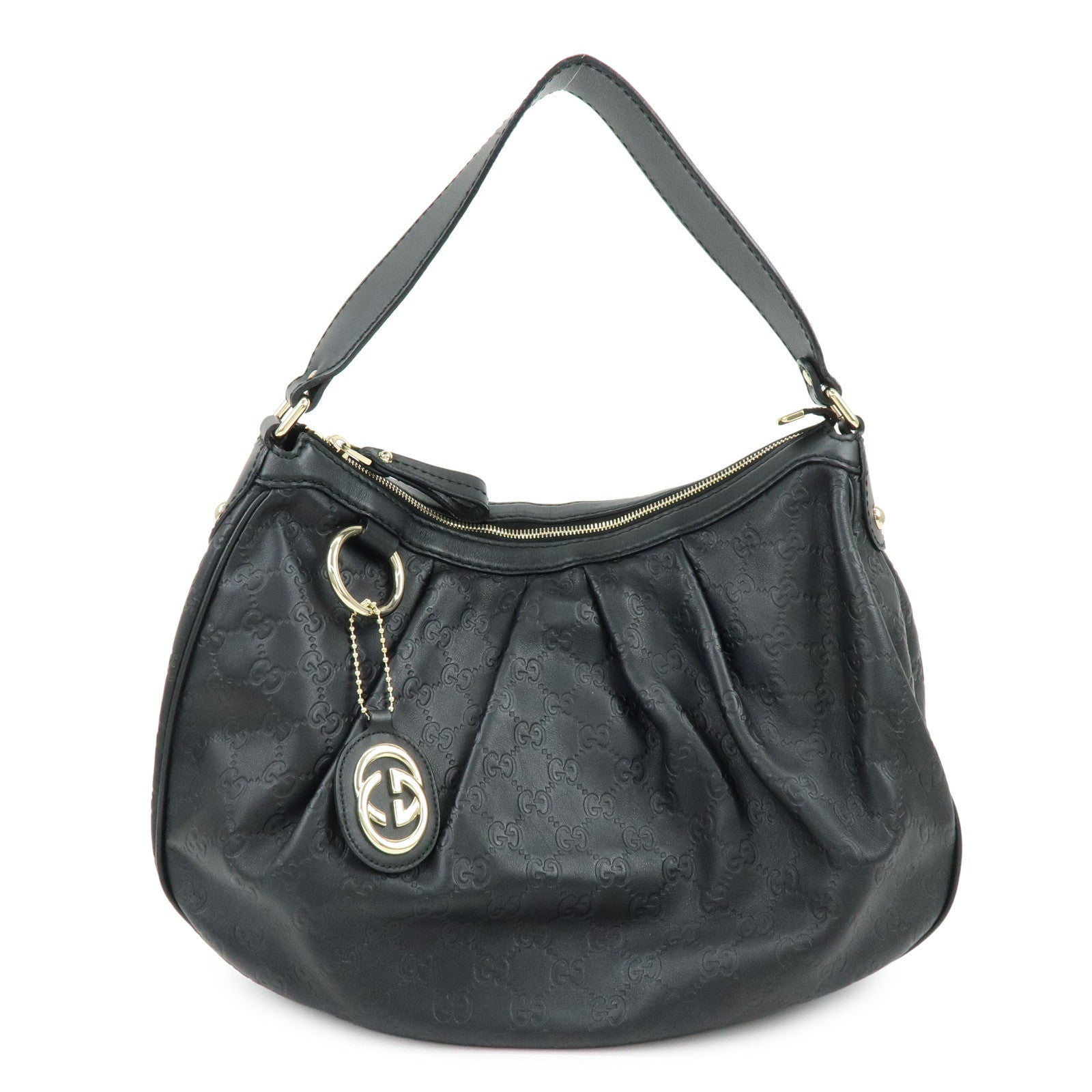 GUCCI Sukey Guccissima Leather Shoulder Bag Hand Bag Black 232955