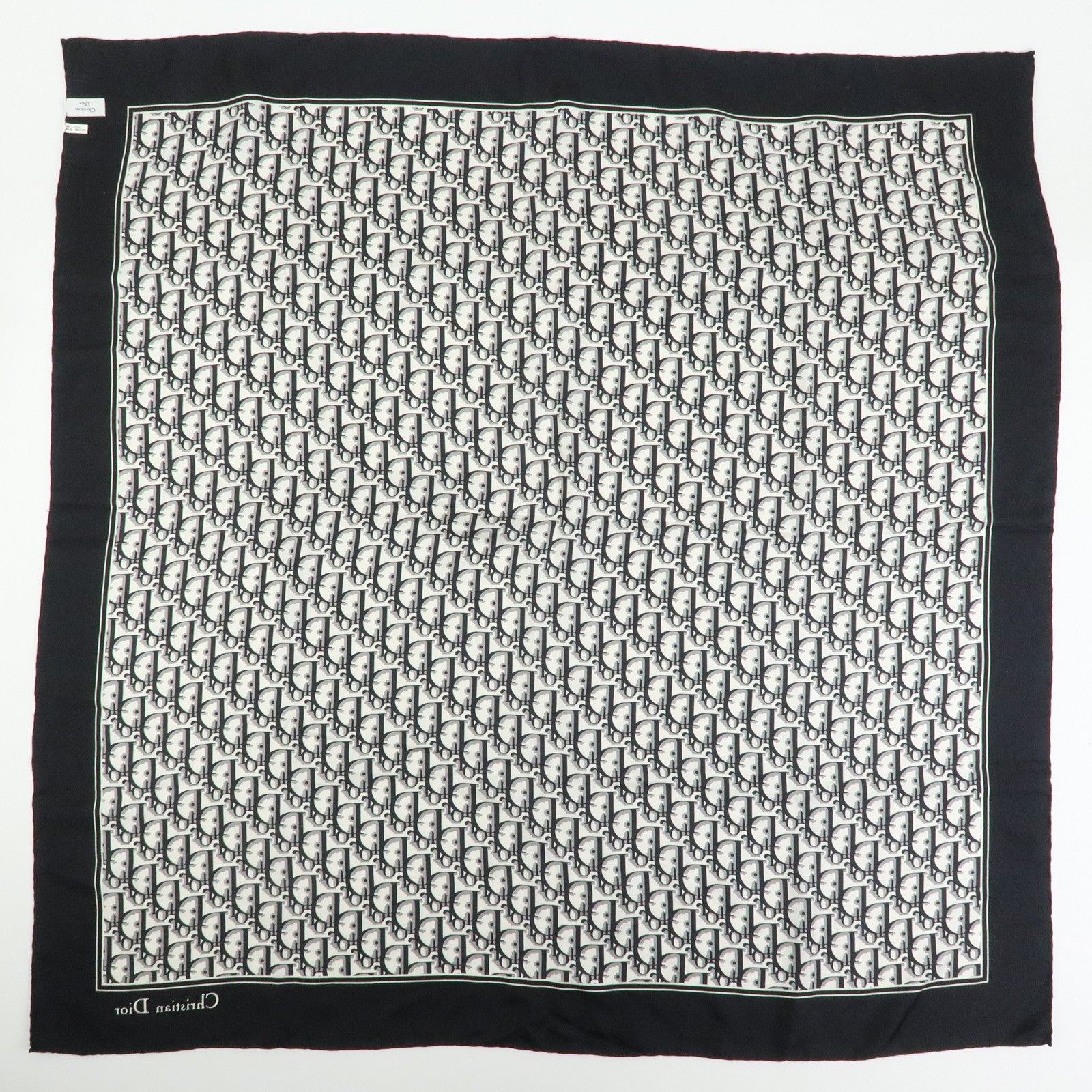 Christian Dior Trotter Silk 100% Scarf Black White