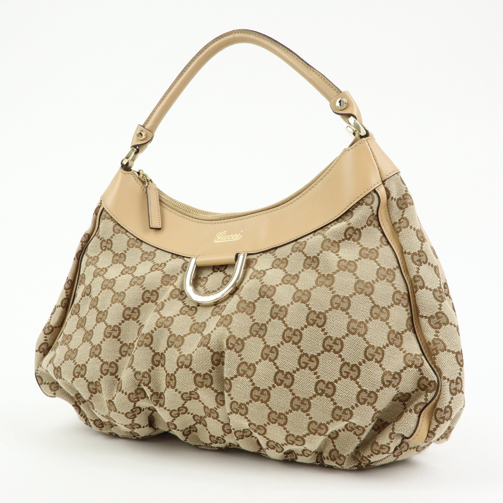 GUCCI Abbey GG Canvas Leather Shoulder Bag Hand Bag Beige 189833