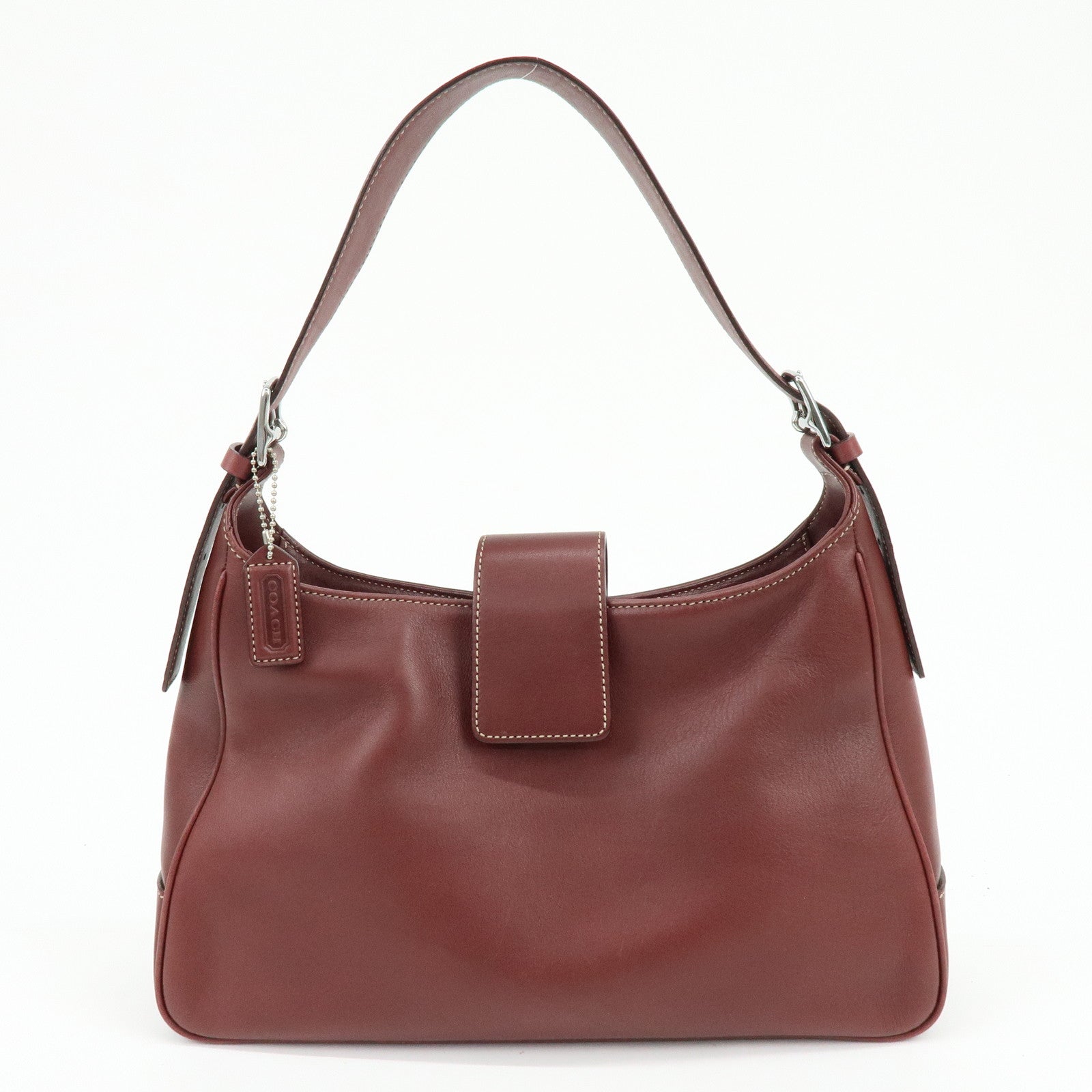 COACH Set of 2 Leather Shoulder Bag 2Way Tote Bag Bordeaux Black White