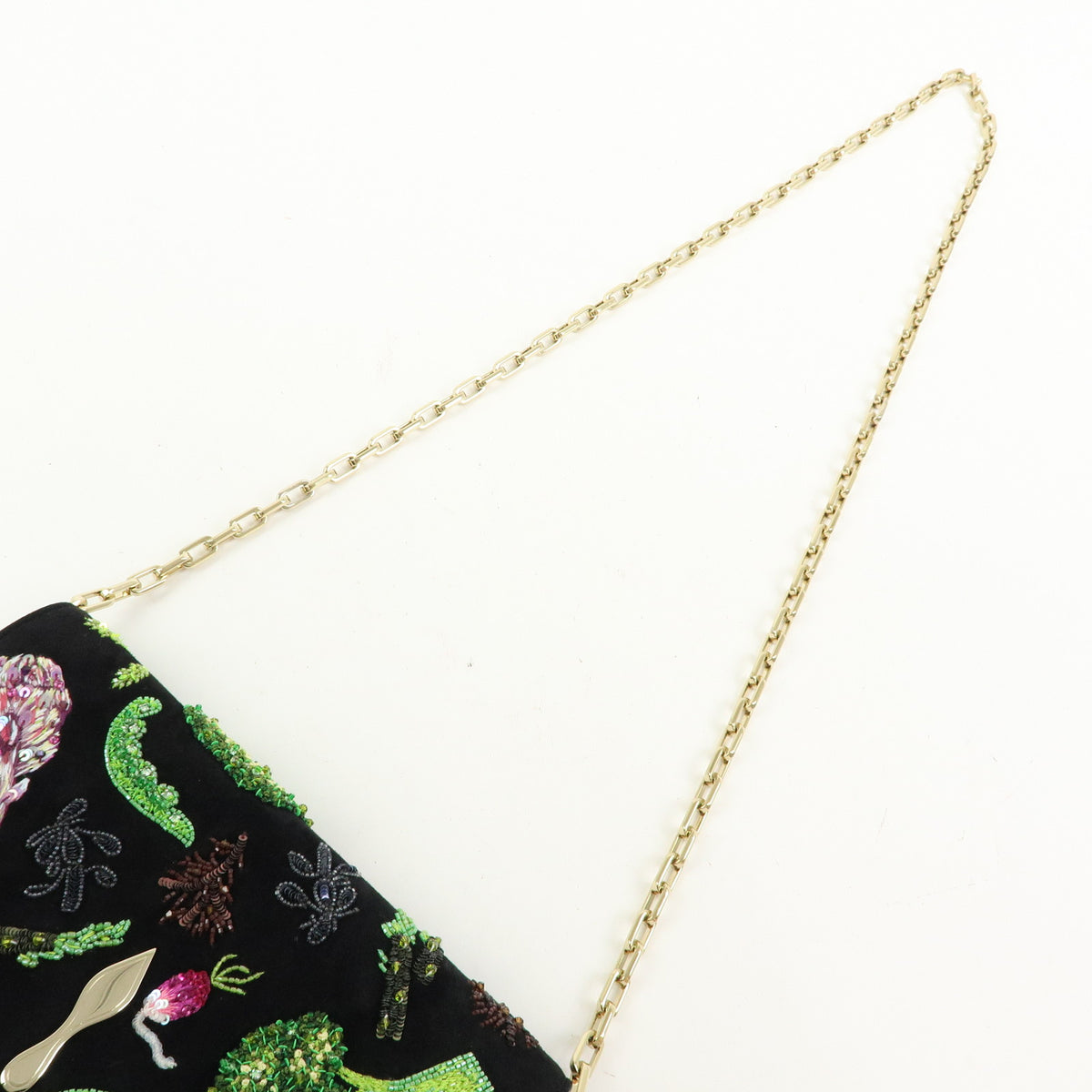 Christian Louboutin Suede Bettina Chain Shoulder Bag Black Green Purple