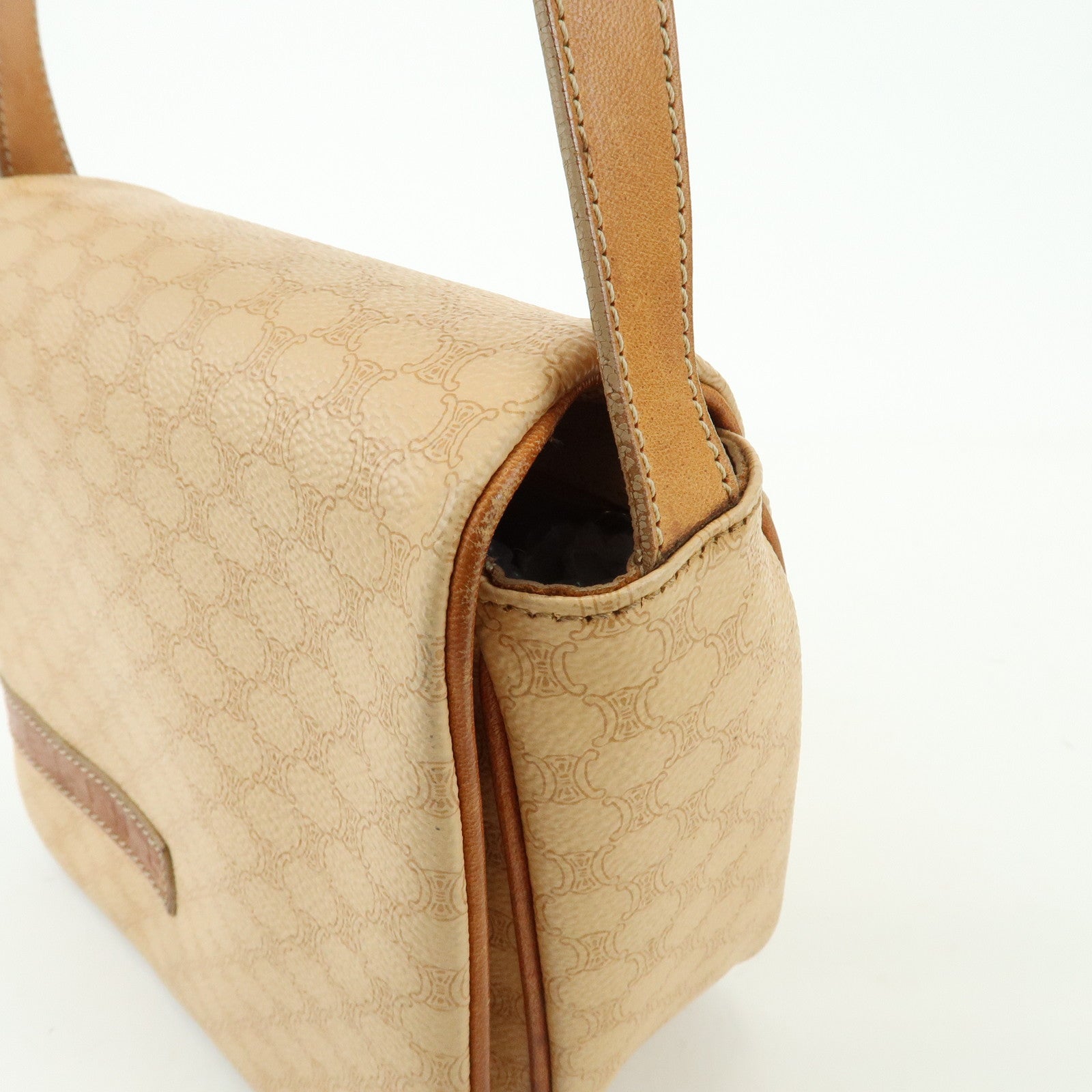 CELINE Macadam PVC Leather Shoulder Bag Crossbody Bag Beige Camel