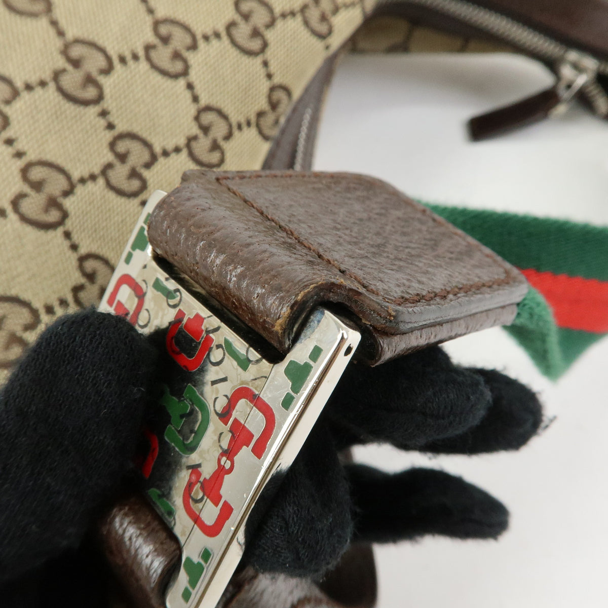 GUCCI Sherry GG Canvas Leather Shoulder Bag Beige Brown 145757