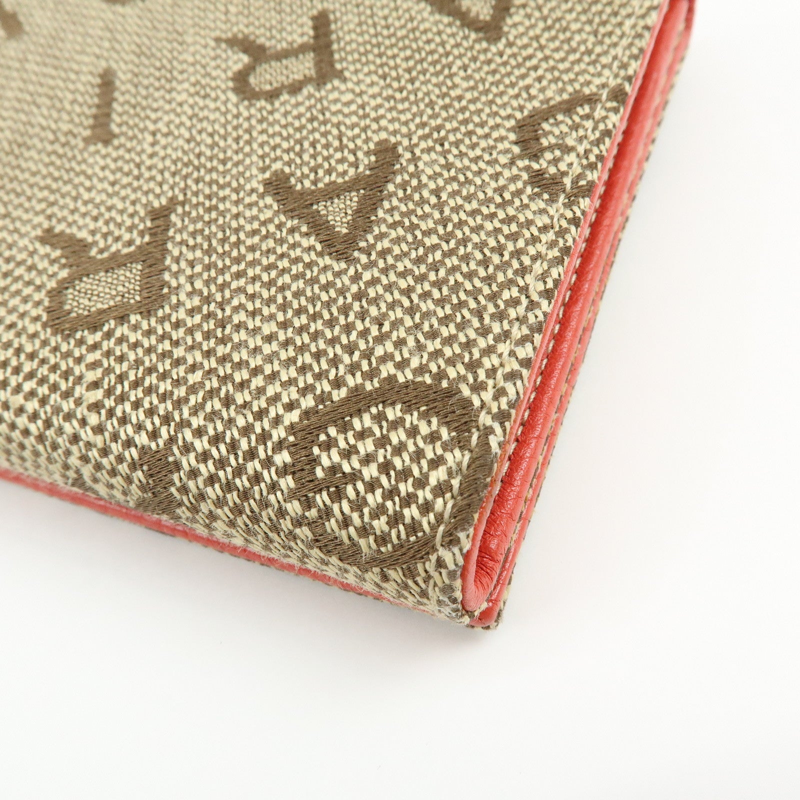 BVLGARI Logomania Jacquard Leather Bi-fold Long Wallet 2Way Bag Beige