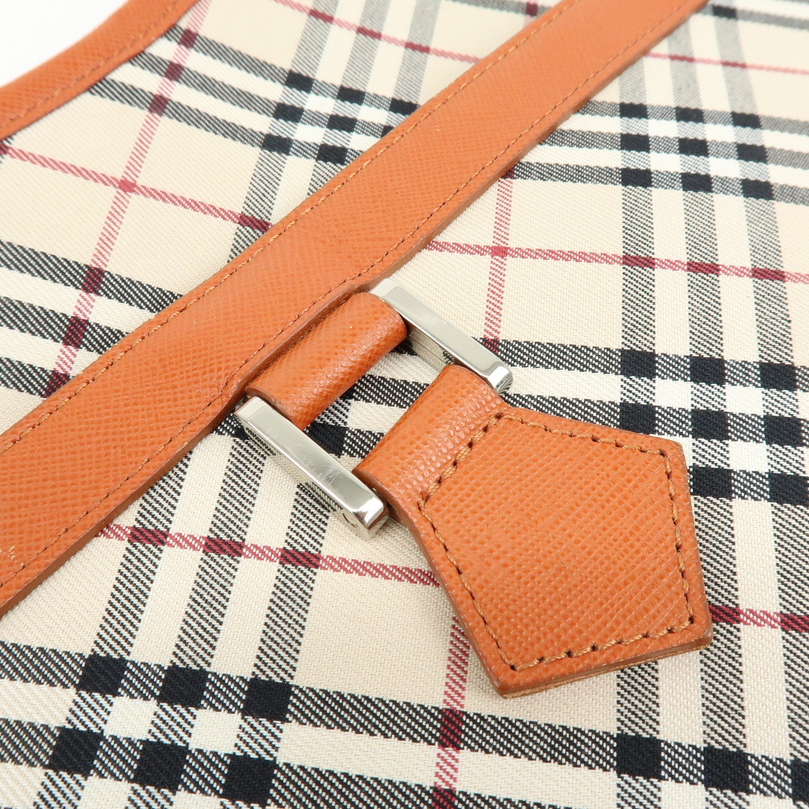 BURBERRY Nova Plaid Canvas Leather Shoulder Bag Beige