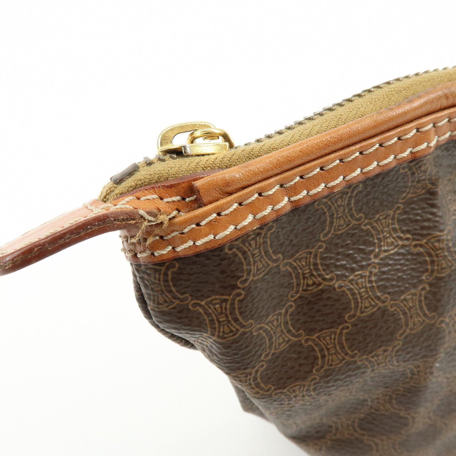 CELINE Macadam PVC Leather Cosmetic Pouch Accessory Pouch Brown