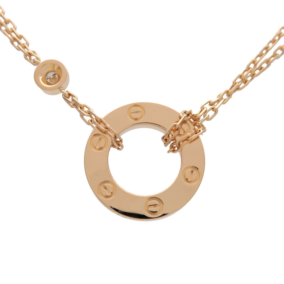 Cartier Love Circle 2P Diamond Necklace K18 750YG Yellow Gold