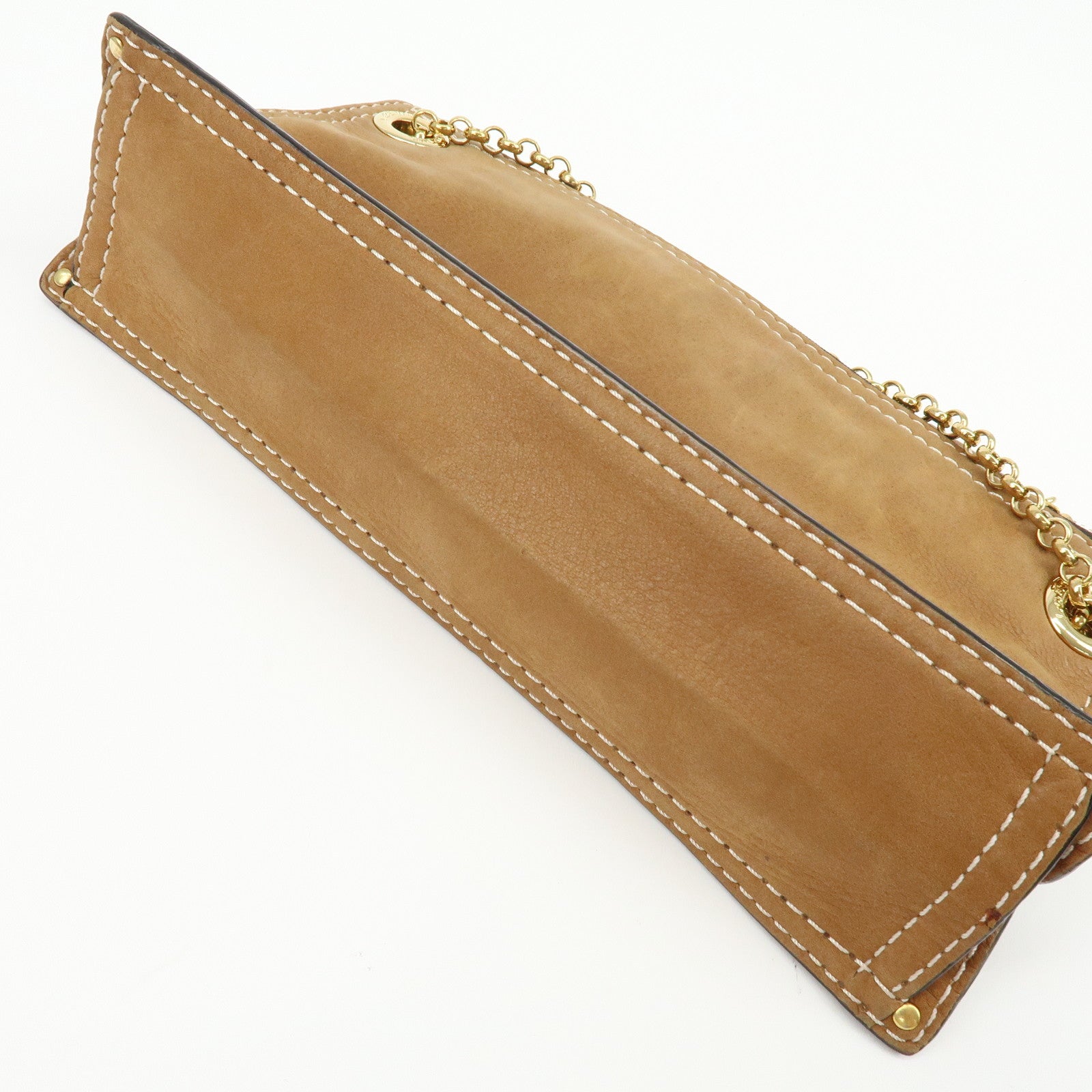 LOEWE Leather Crown Motif Chain Shoulder Bag Crossbody Bag Brown