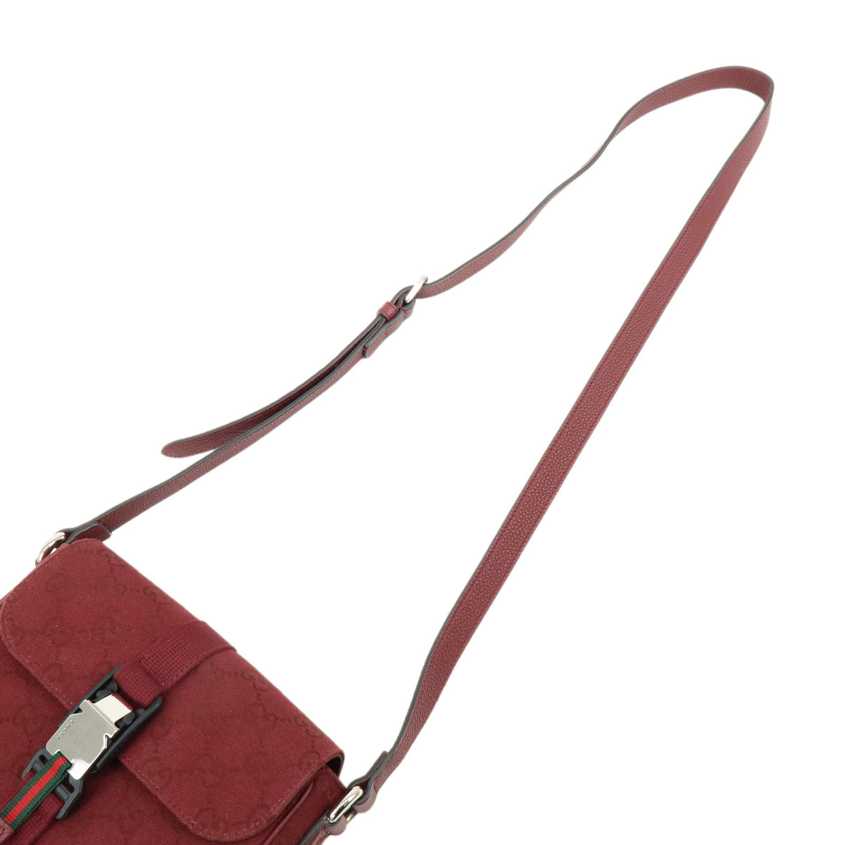 GUCCI Sherry GG Canvas Leather Shoulder Crossbody Bag Bordeaux 802100