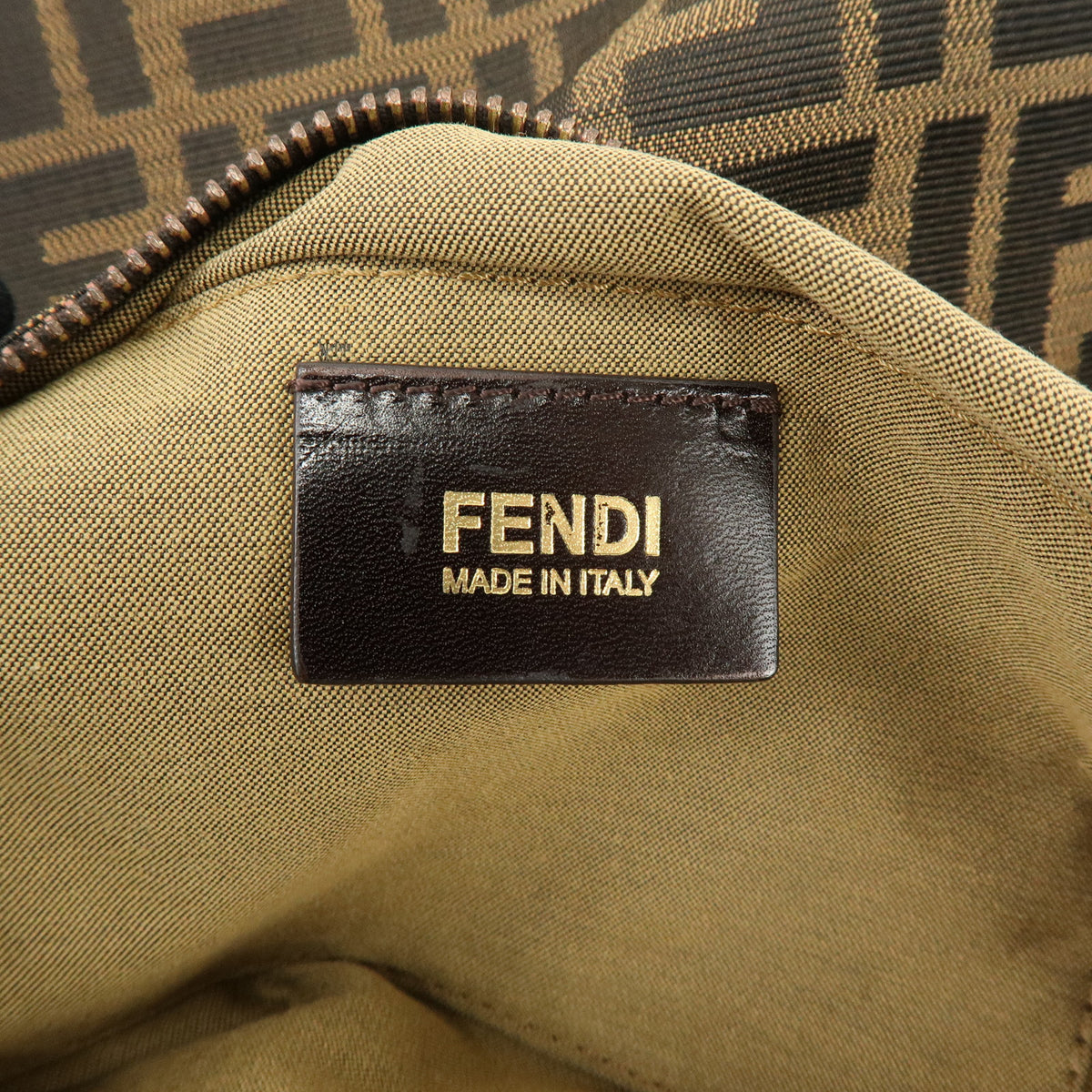FENDI Zucca Canvas Leather Shoulder Bag Brown Black 8BT190