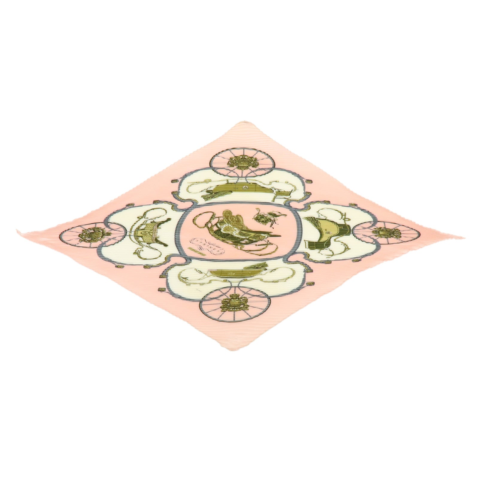 HERMES Pleated Carre 90 Silk 100% SPRINGS Light Pink