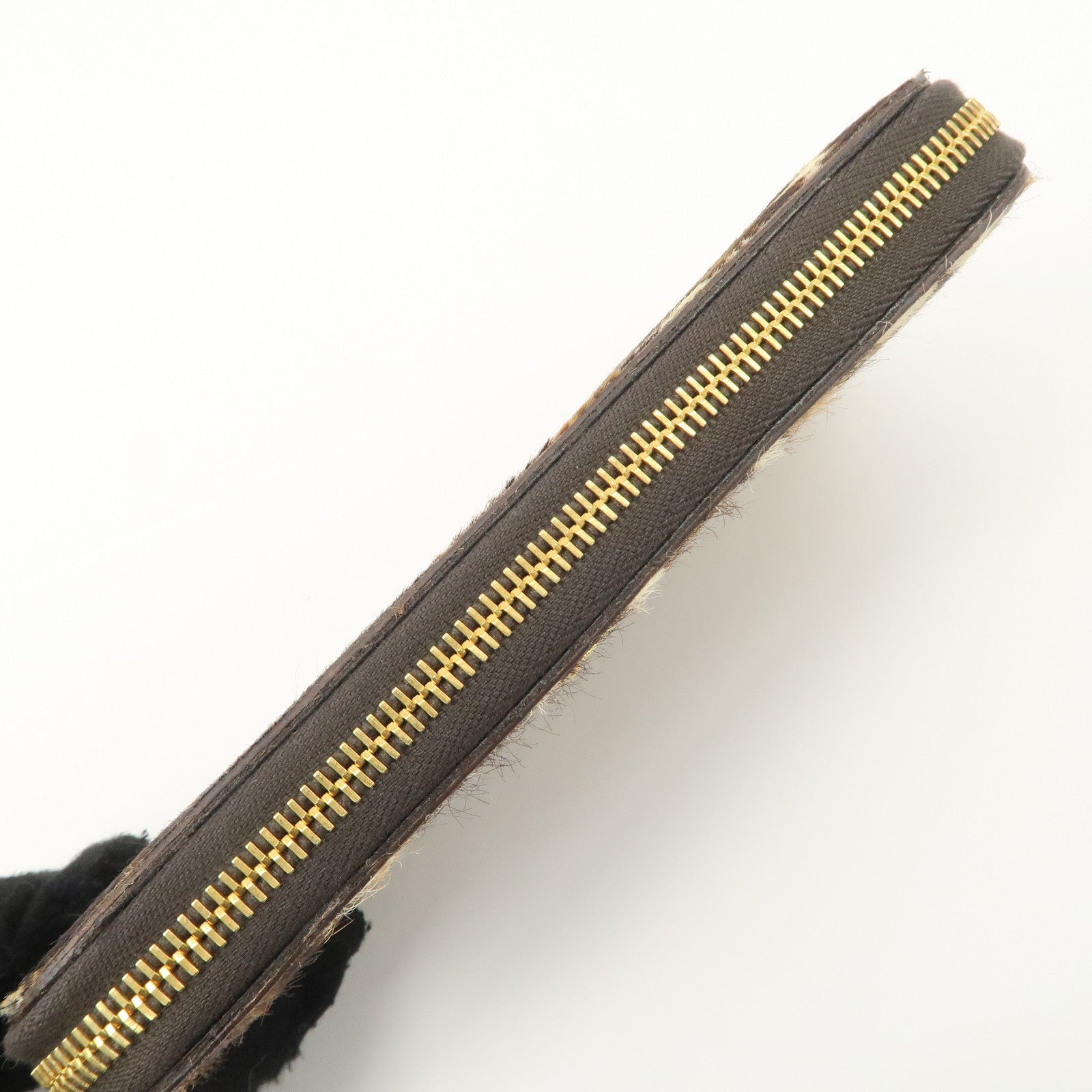 PRADA Leather Unborn Calf Round Zippy Wallet Leopard 1M0506 Used