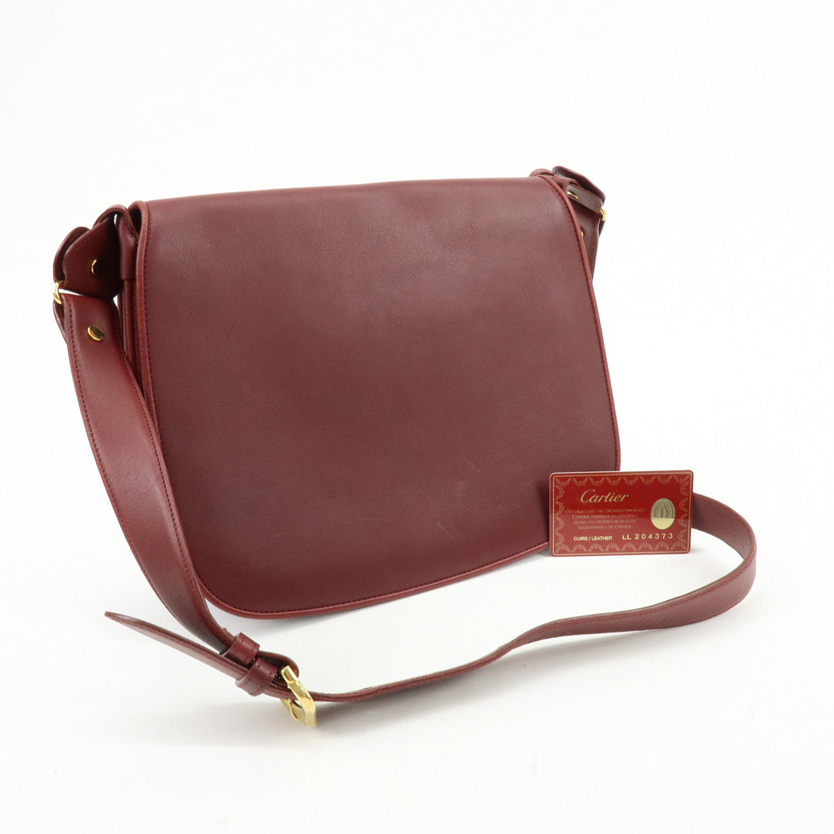 Cartier Must de Cartier Leather Flap Shoulder Bag Bordeaux