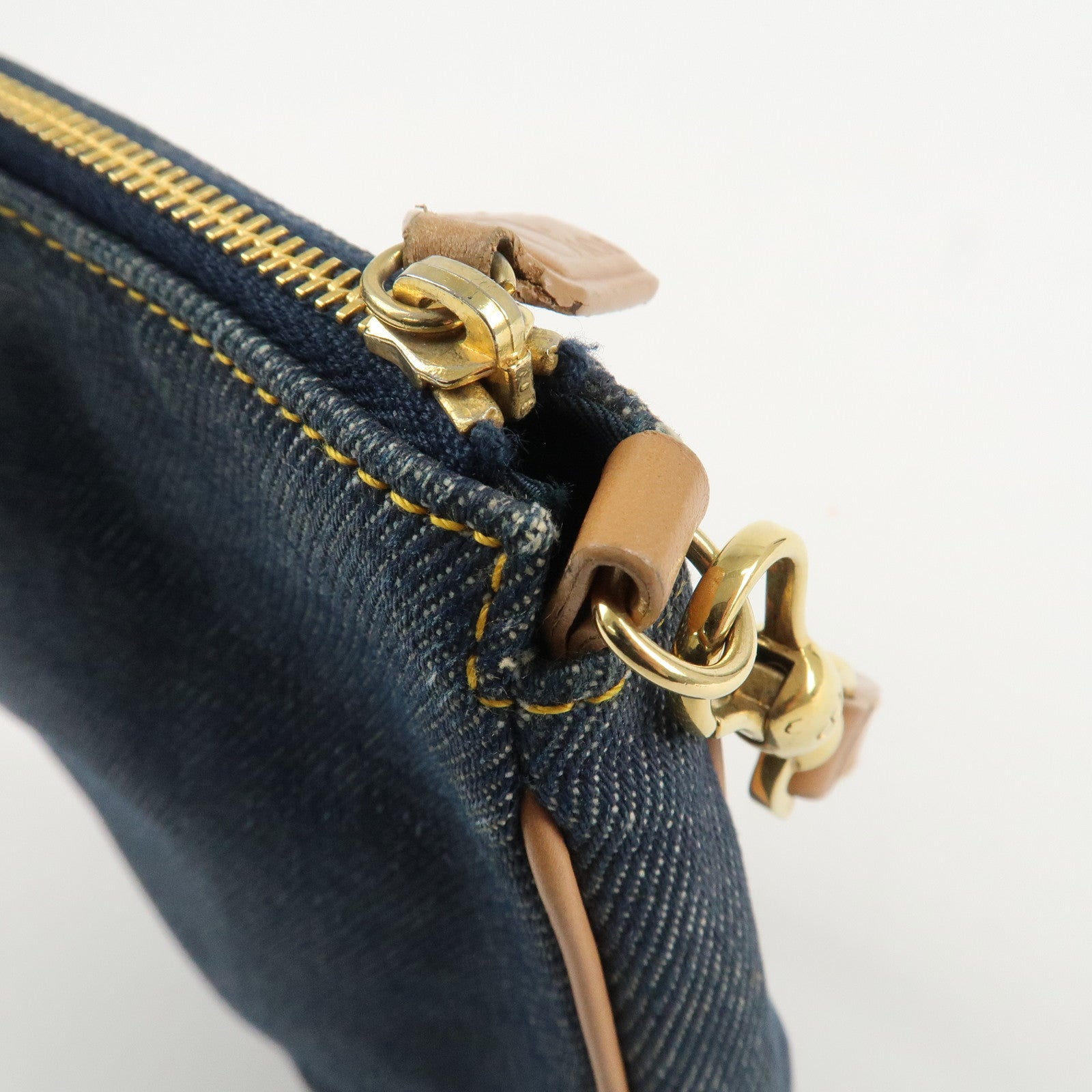 Christian Dior Saddle Pouch Denim Leather Hand Bag Shoulder Bag Indigo Used