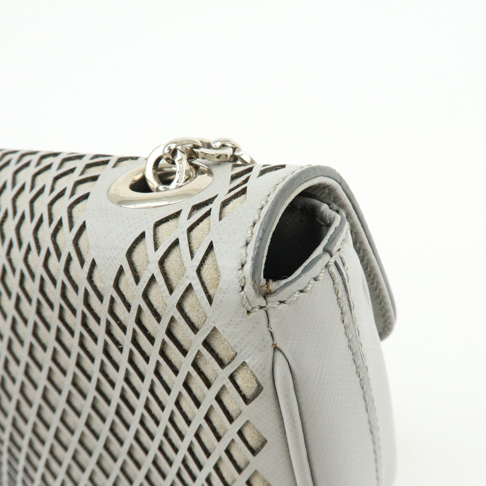 Ferragamo Gancini Leather Shoulder Bag Hand Bag Gray