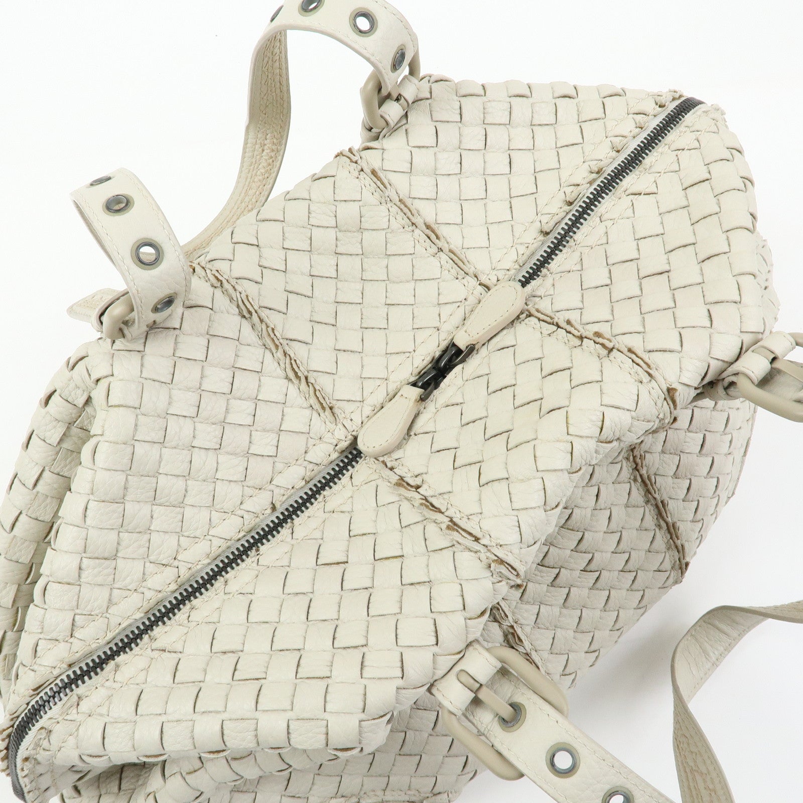 BOTTEGA VENETA Intrecciato Leather Shoulder Bag Hand Bag Ivory