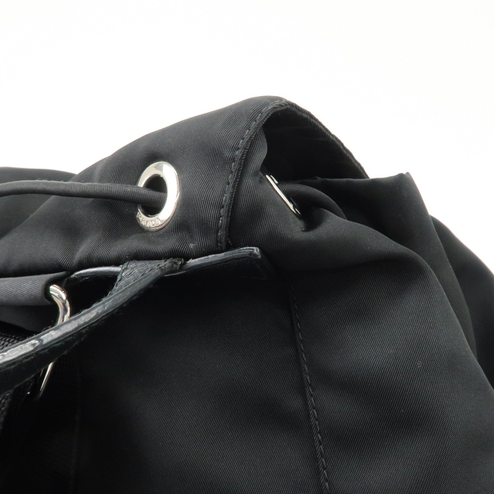 PRADA Triangle Logo Nylon Leather Backpack Ruck Sack Black Used