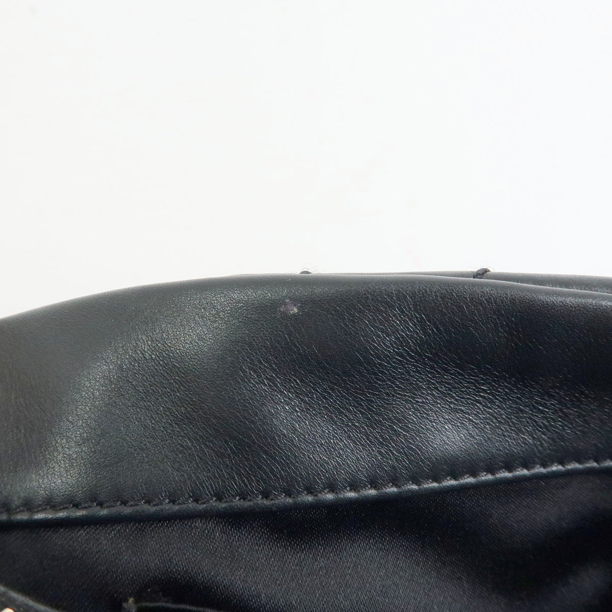 CHANEL Calf Skin V Stich Shevron Chain Shoulder Bag Tote Bag Black