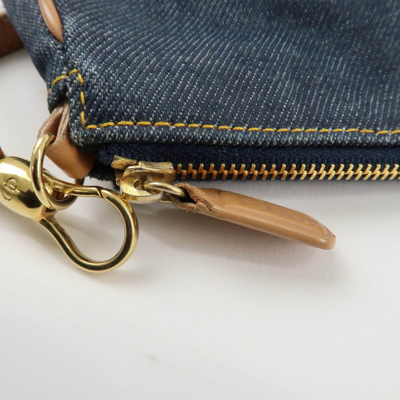 Christian Dior Saddle Pouch Denim Leather Hand Bag Shoulder Bag Indigo Used