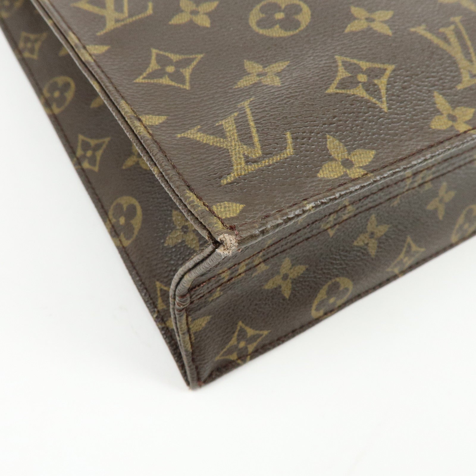 Louis Vuitton Monogram Sac Plat Tote Bag Hand Bag Brown M51140