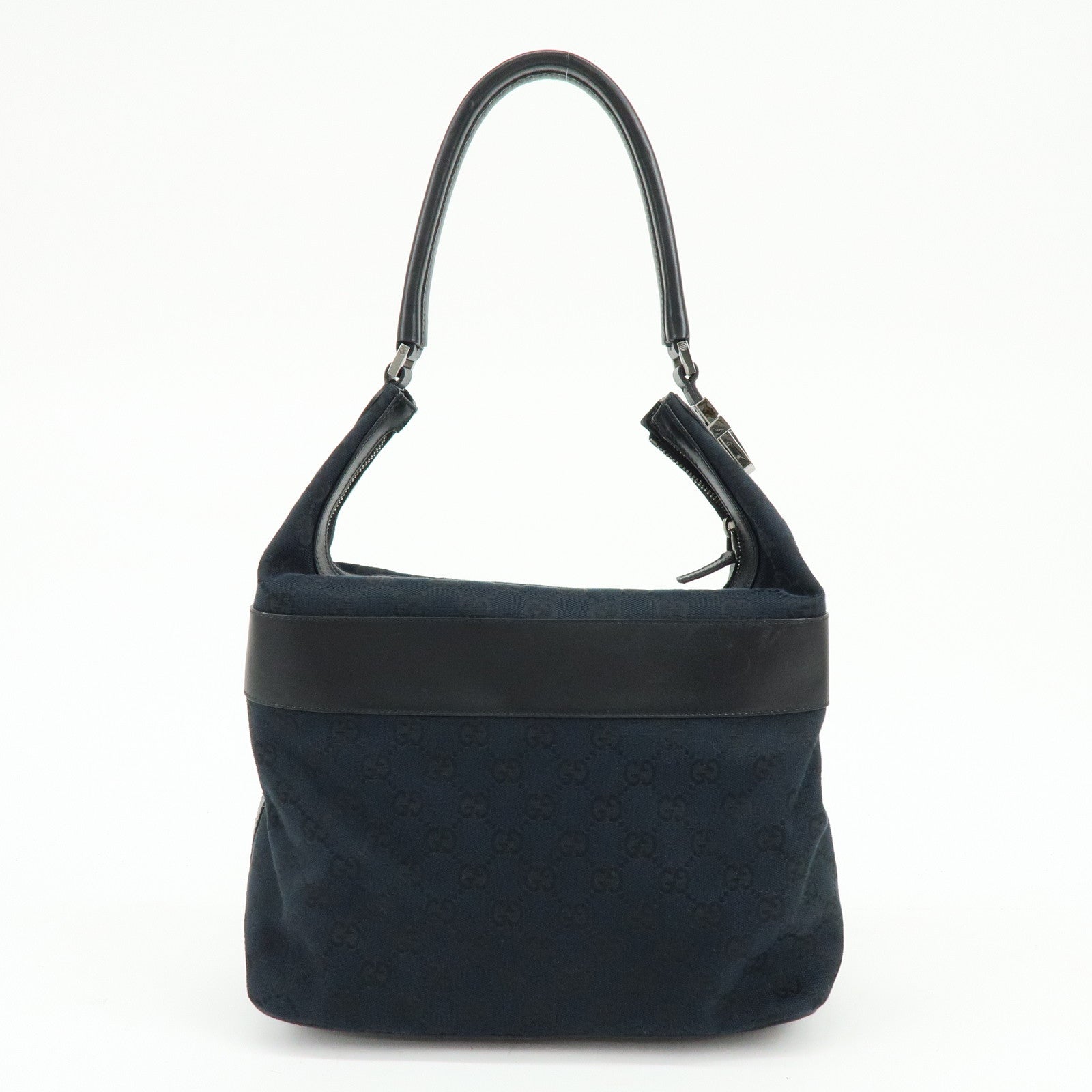 GUCCI GG Monogram Canvas Leather Shoulder Bag Black 001・4298
