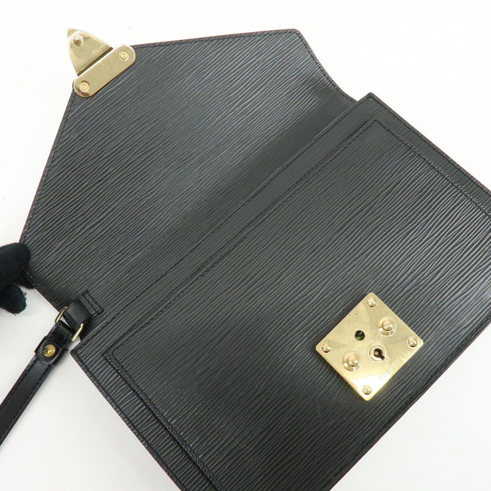 Louis Vuitton Epi Sellier Dragonne Leather Clutch Bag Noir Black M52612