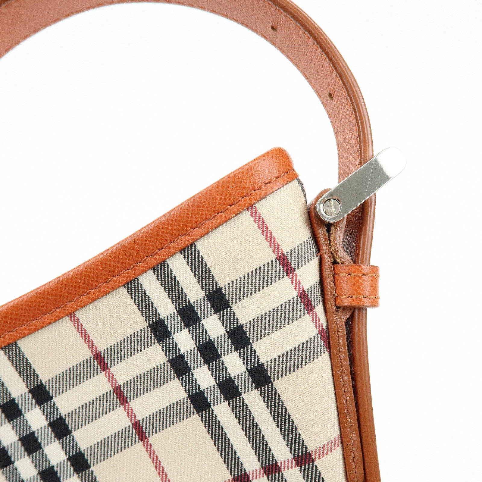 BURBERRY Nova Plaid Canvas Leather Shoulder Bag Beige