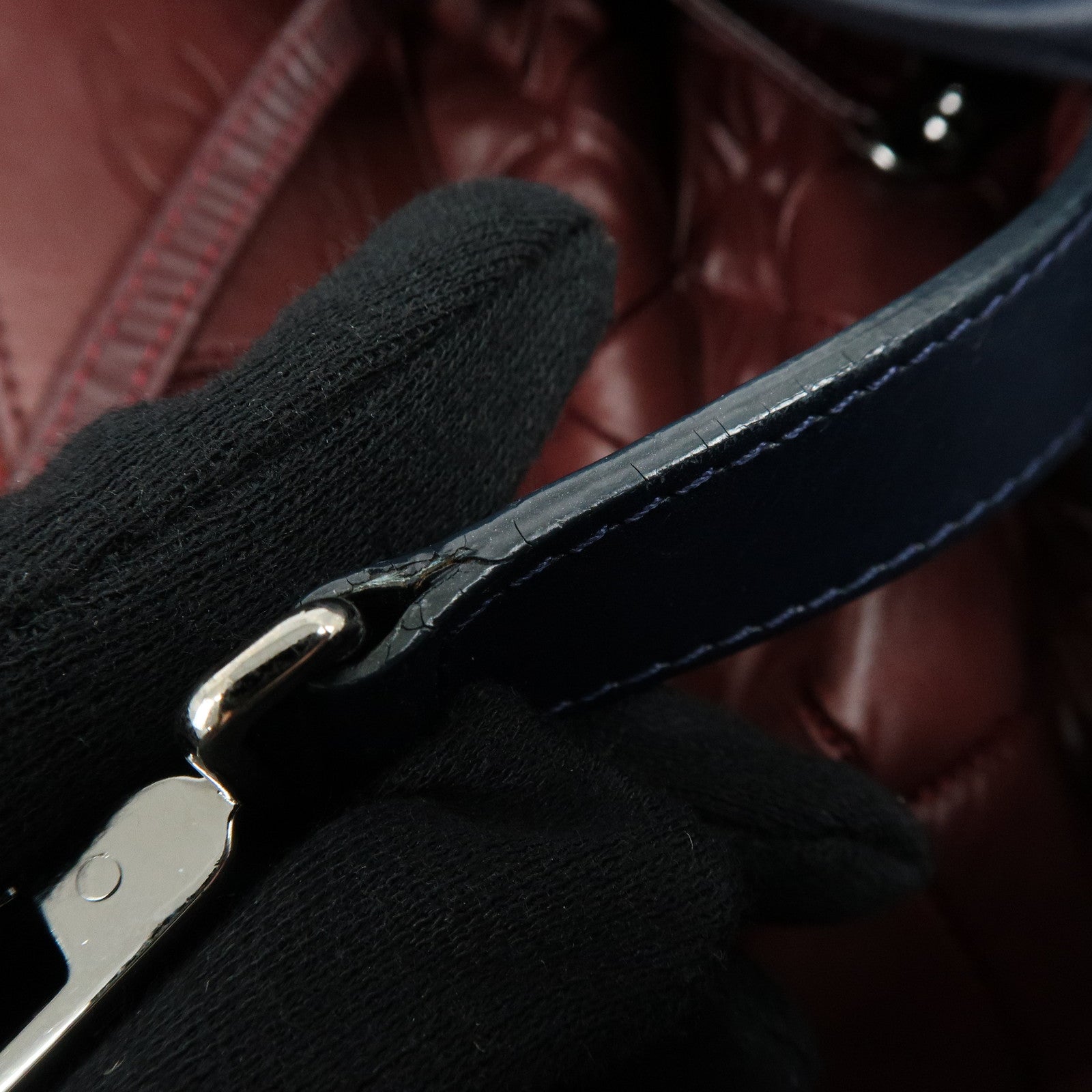 CHANEL COCO Cocoon Nylon Leather Tote MM Hand Bag Navy A48611