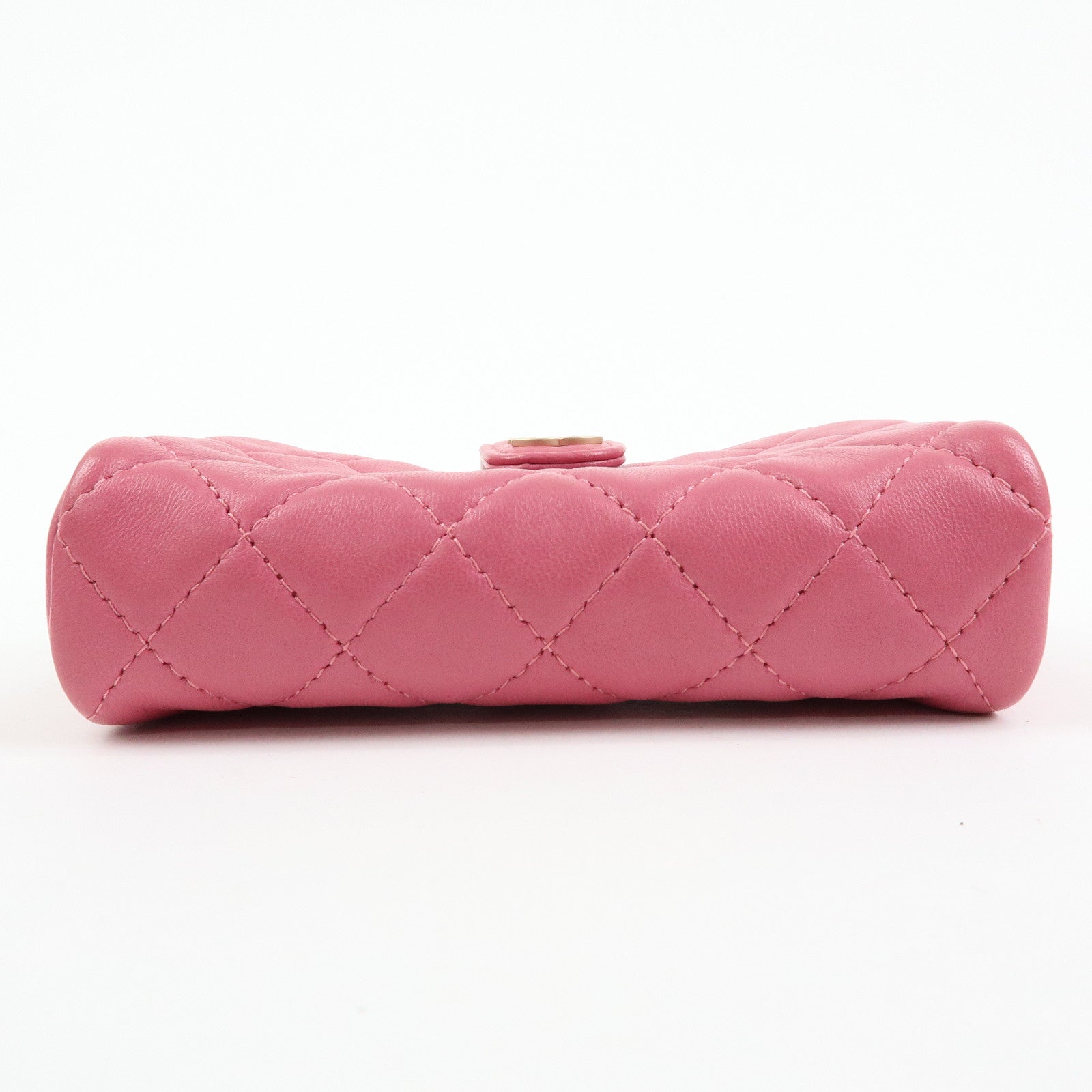 CHANEL Matelasse COCO Mark Lamb Skin Cosmetic Case Pouch Pink