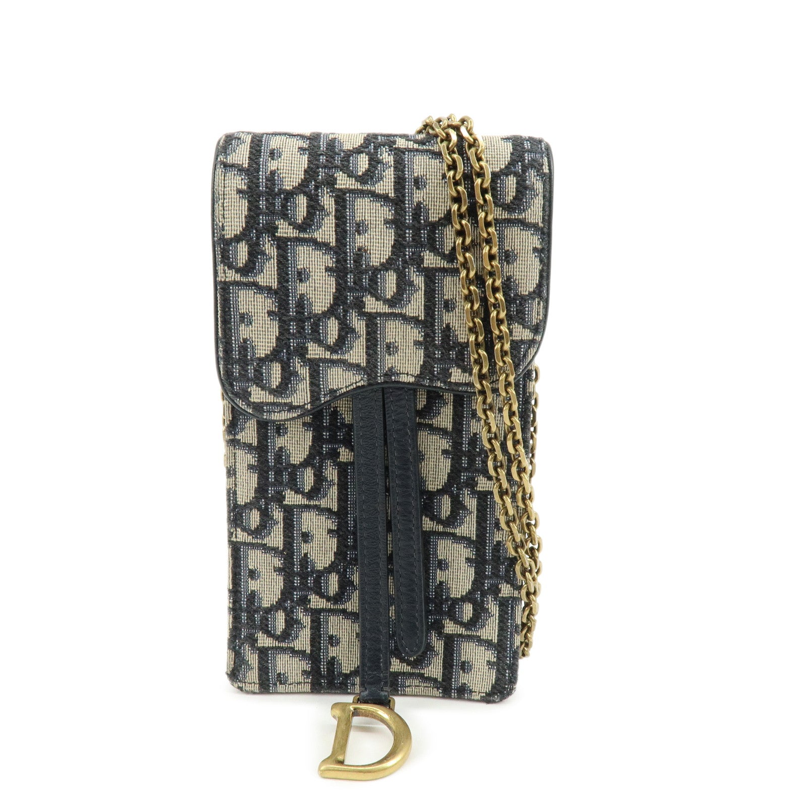 Christian Dior Oblique Jacquard Leather Vertical Saddle Shoulder Pouch