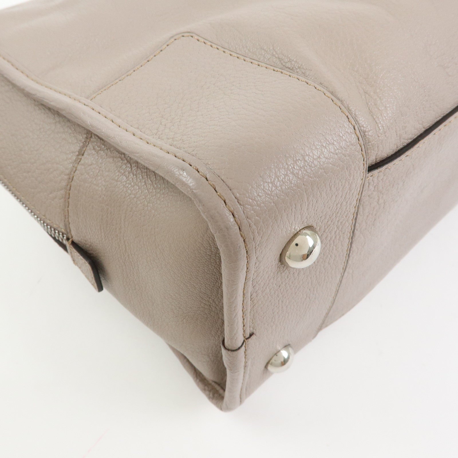 LOEWE Amazona 36 Anagram Leather Hand Bag Boston Bag Beige