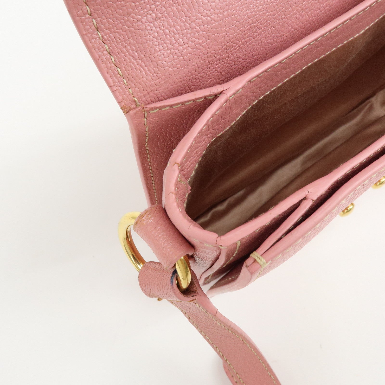 MIU MIU Madras Leather 2Way Bag Hand Bag Shoulder Bag Pink