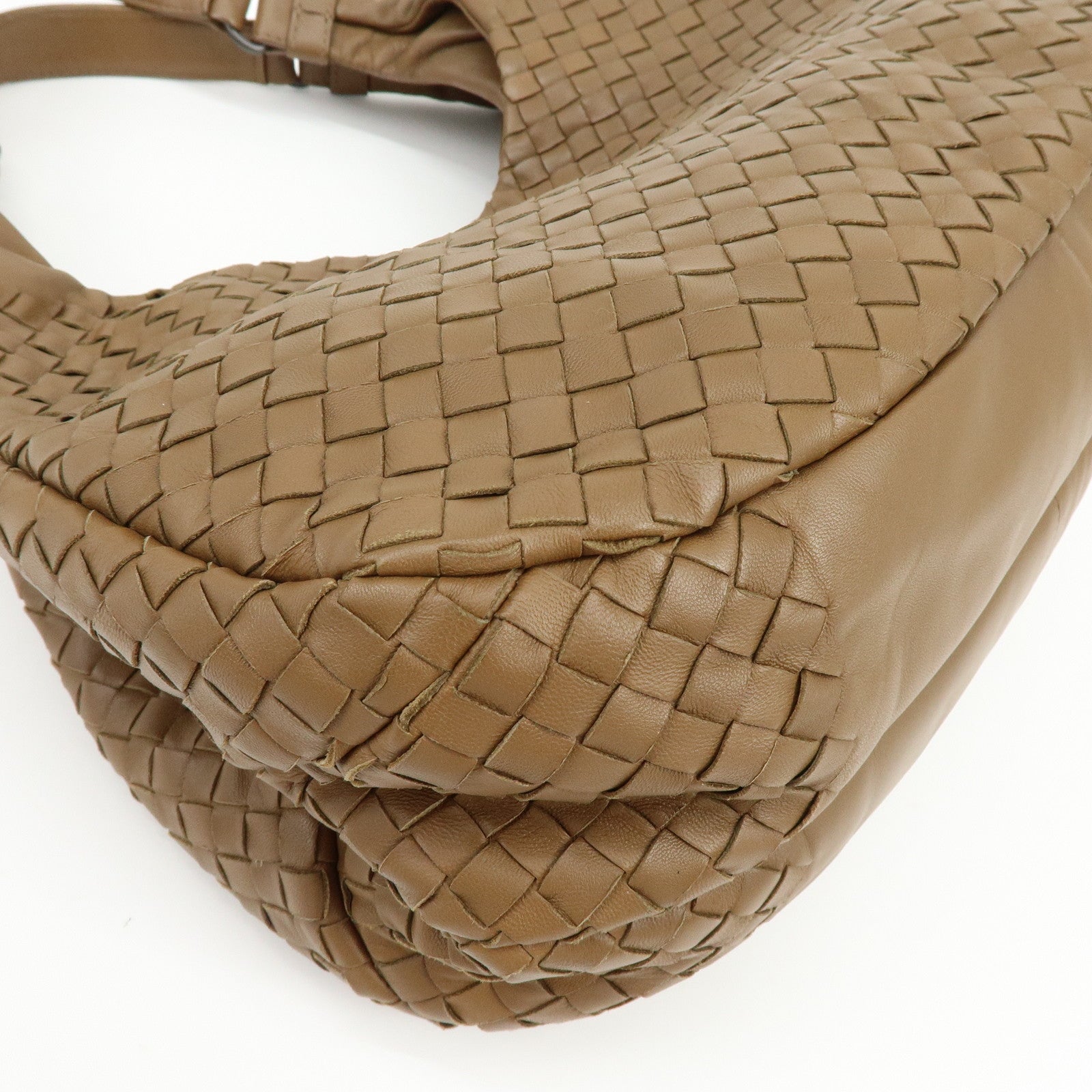 BOTTEGA VENETA Intrecciato Campana Leather Shoulder Bag Brown 125787