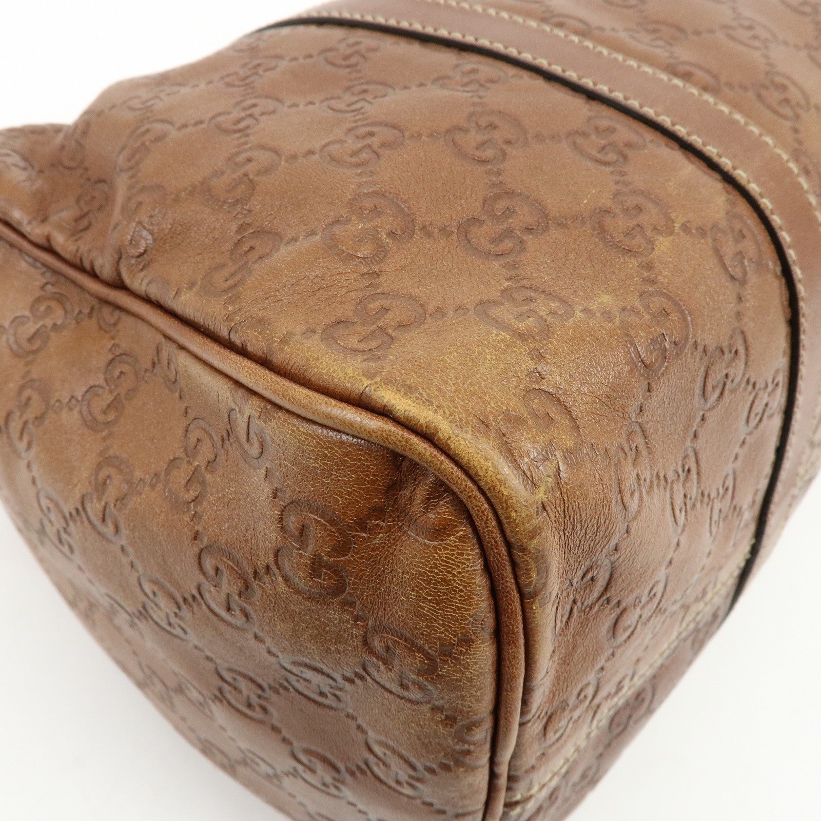 GUCCI Guccissima Leather Boston Bag Hand Bag Brown 193603