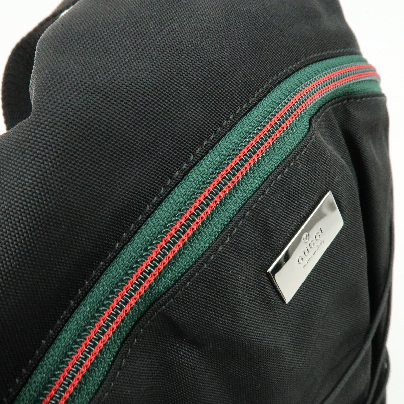 GUCCI Sherry Canvas Leather Backpack Rucksack Black 122349