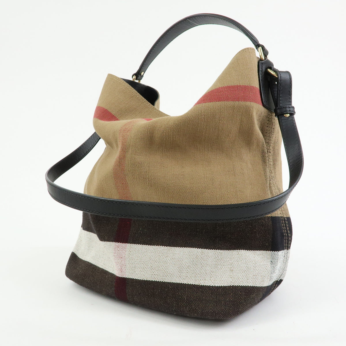 BURBERRY Nova Plaid Ashby Canvas Leather 2Way Bag Shoulder Bag Black