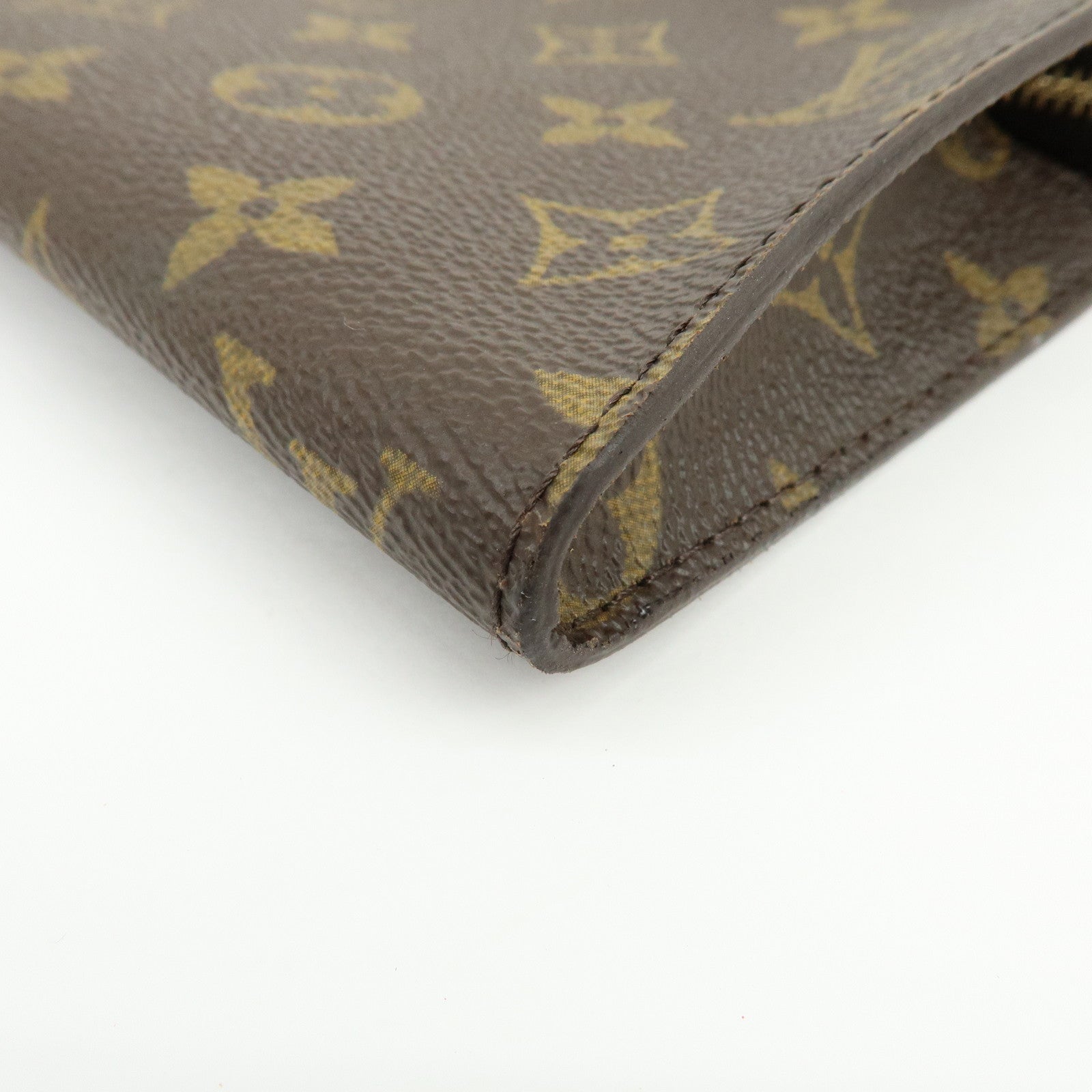 Louis Vuitton Monogram Leather Pouch for Baguette GM Brown Gold