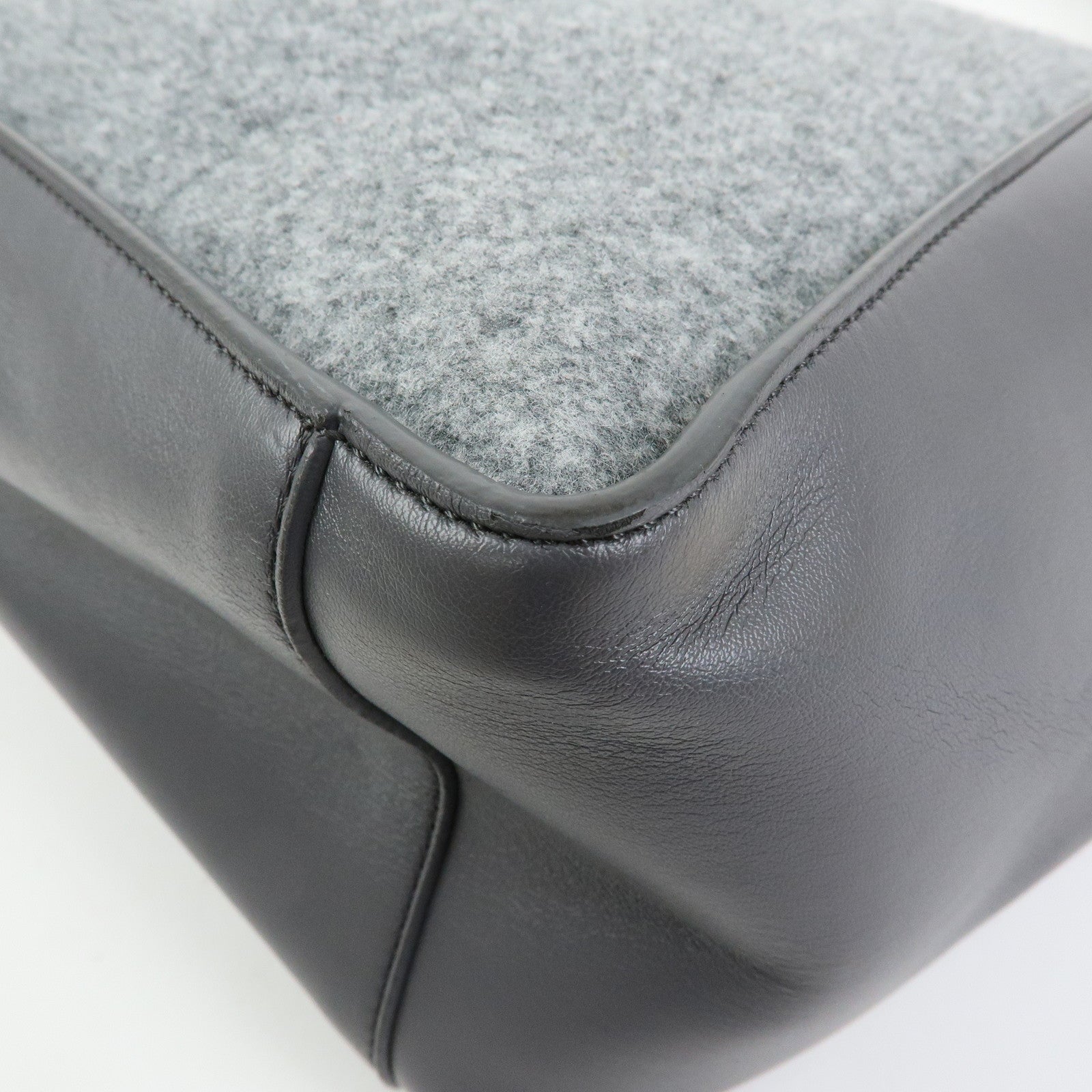 STELLA MCCARTNEY Felt Faux Leather Tote Bag Shoulder Bag Gray