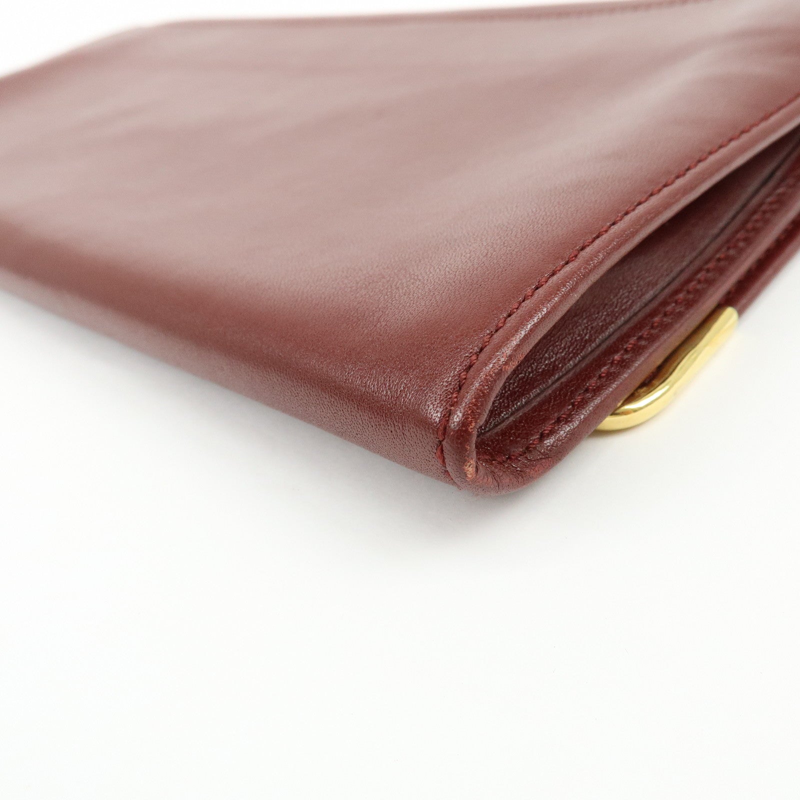 Cartier Must de Cartier Leather Clutch Bag Flat Pouch Bordeaux