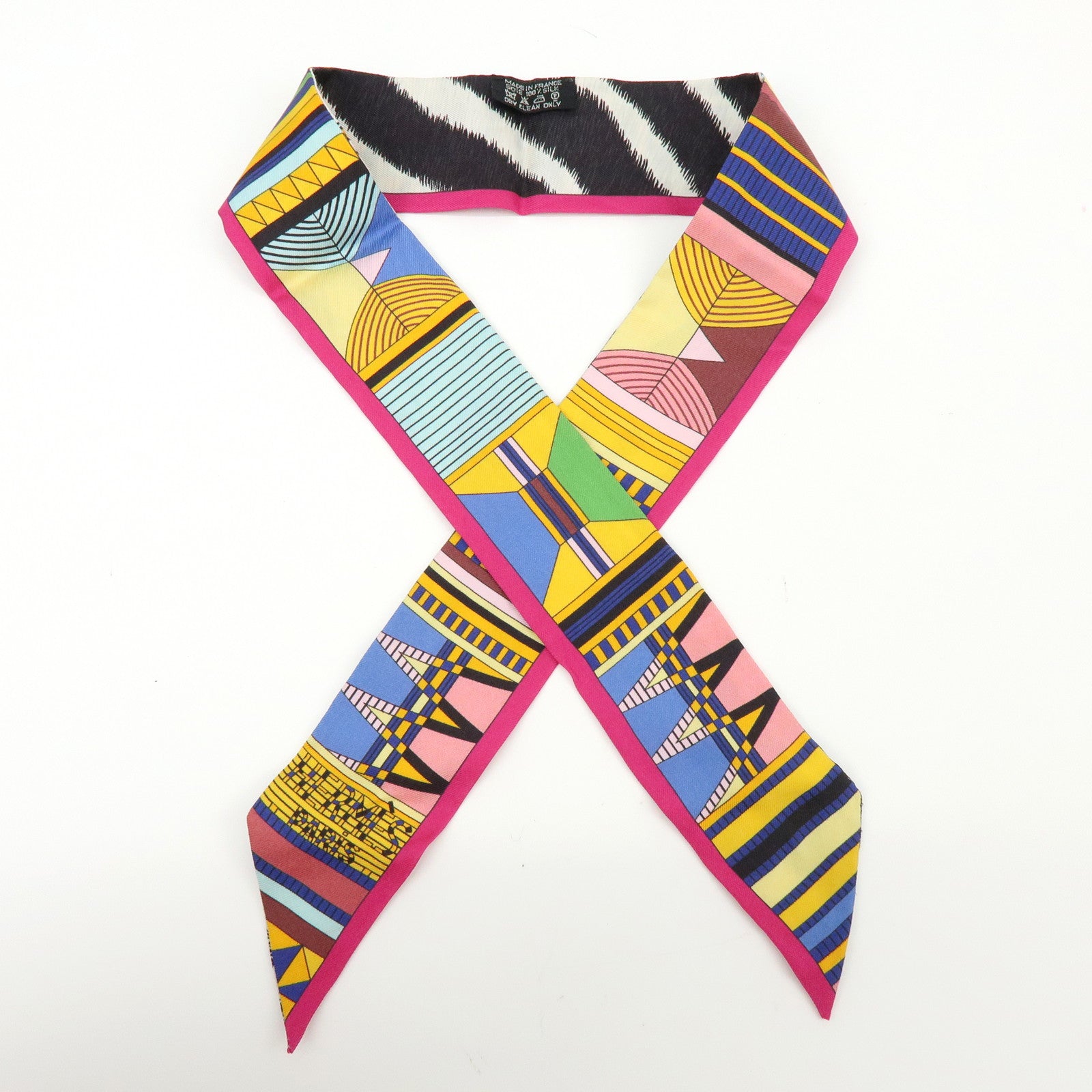 HERMES Twilly Silk 100% Scarf PELAGES ET CAMOUFLAGE Multicolor