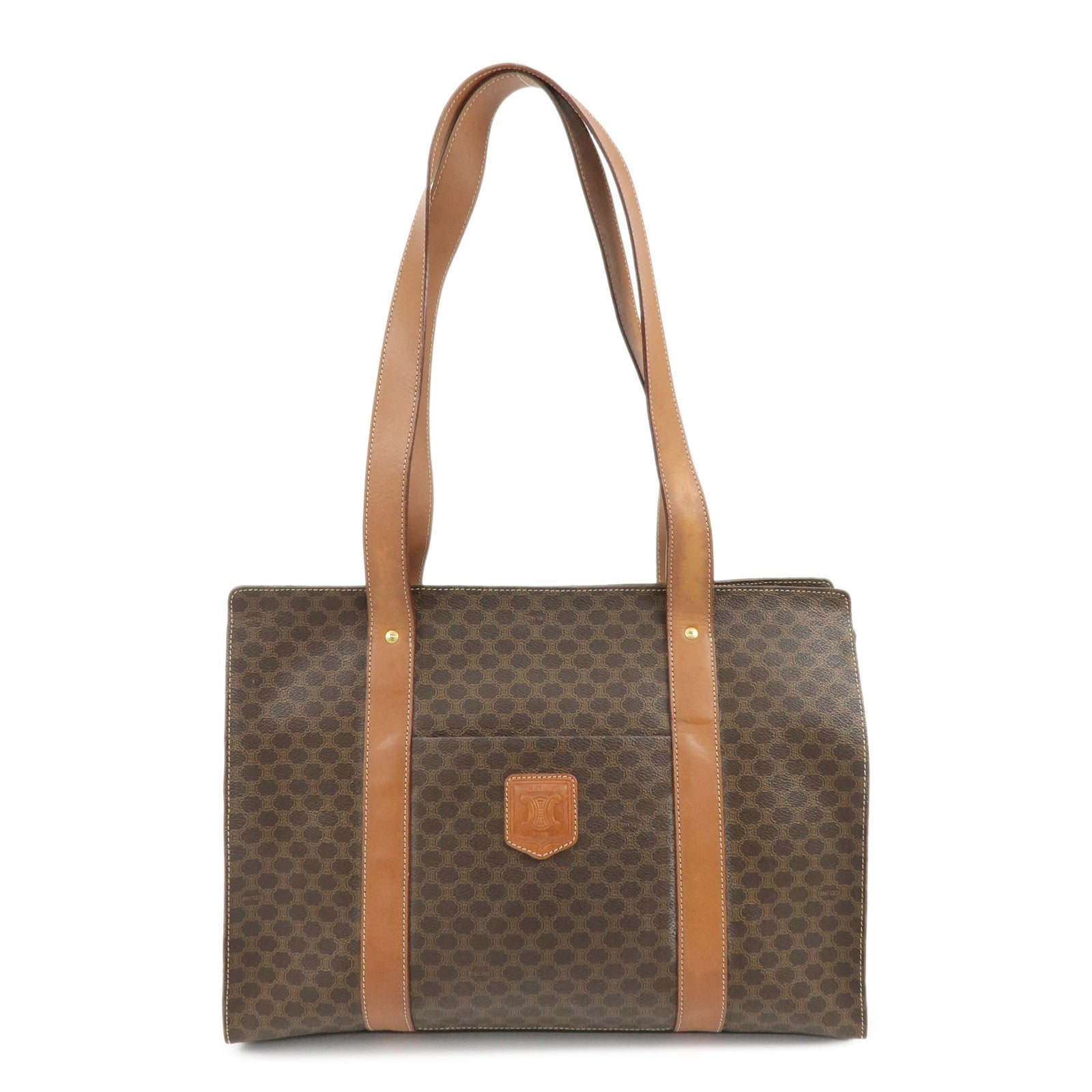 CELINE Macadam PVC Leather Shoulder Bag Hand Bag Brown