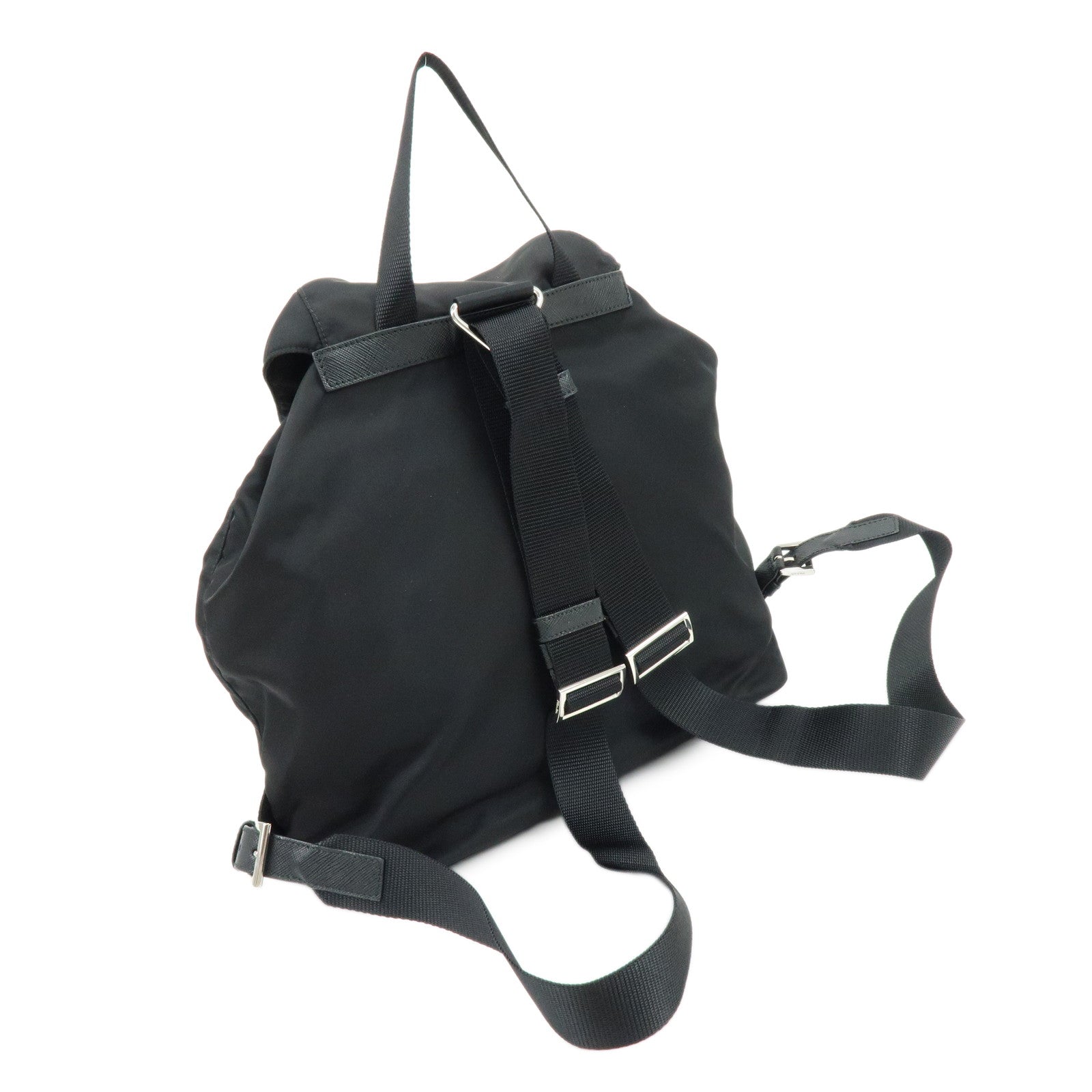 PRADA Triangle Logo Nylon Saffiano Leather Backpack Rucksack 1BZ811