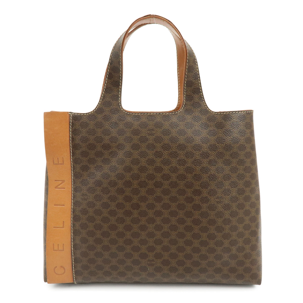 CELINE Macadam Logo PVC Leather Tote Bag Hand Bag Brown