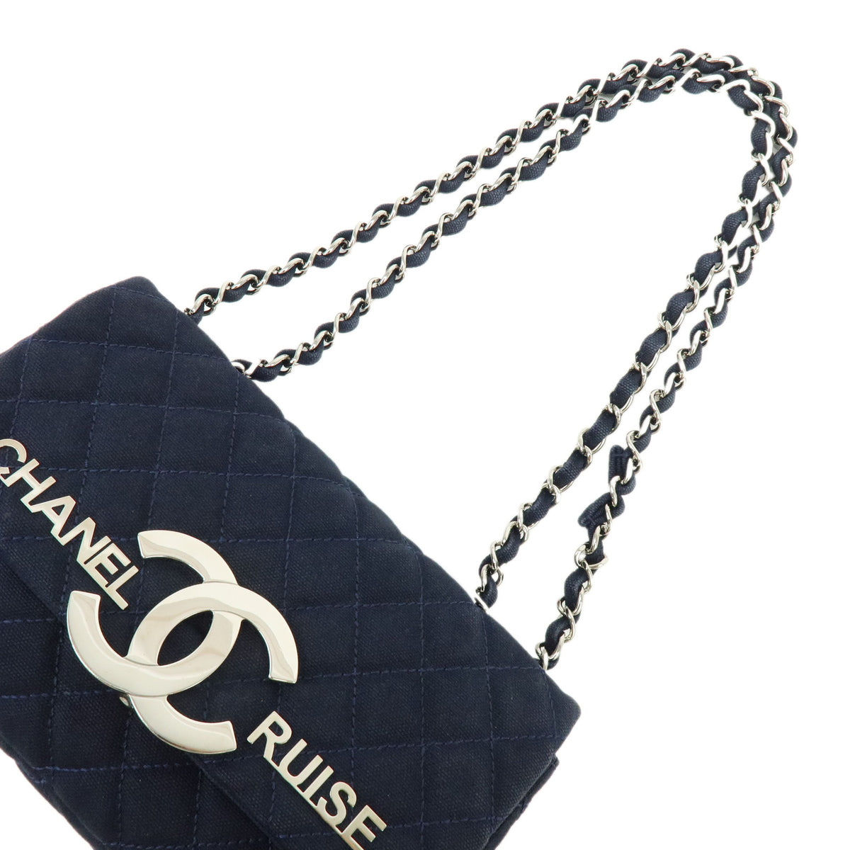 CHANEL COCO Mark Matelasse CRUISE Canvas Chain Shoulder Bag Denim Blue