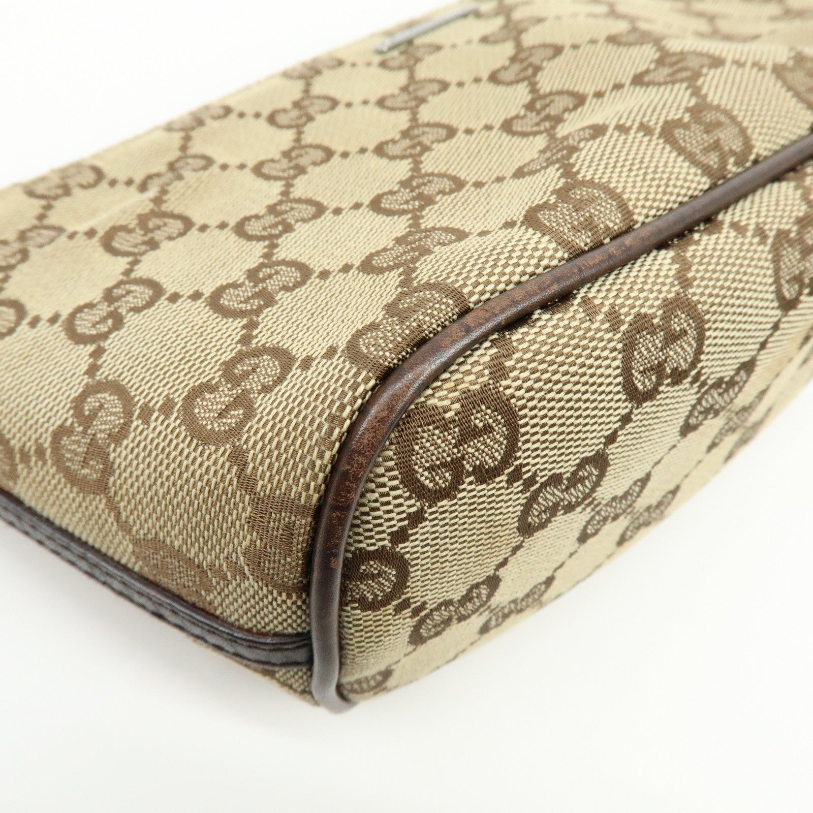 GUCCI Boat Bag GG Canvas Leather Hand Bag Accessory Pouch 07198