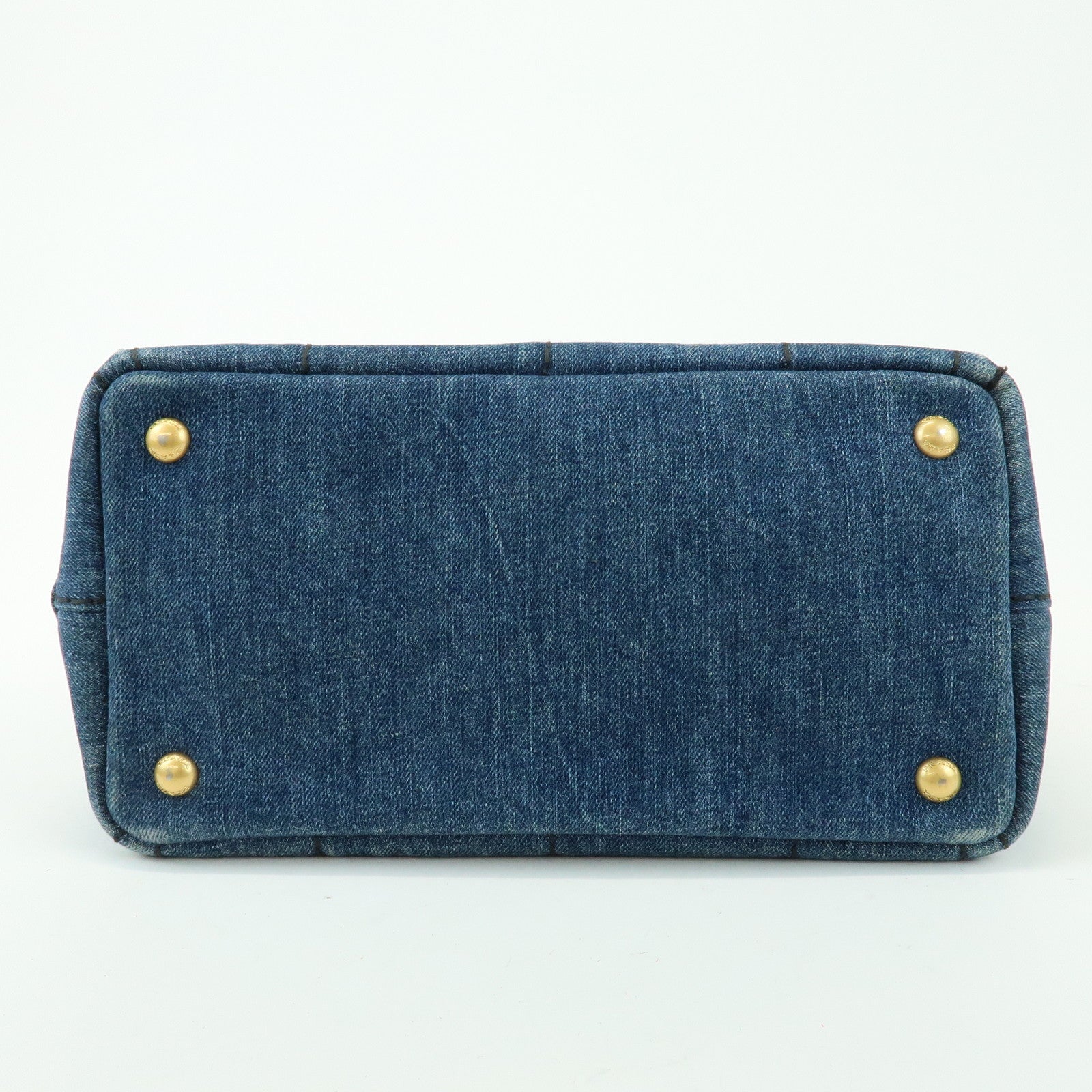 PRADA Triangle Logo Canapa Mini Denim 2Way Bag Hand Bag 1BG439