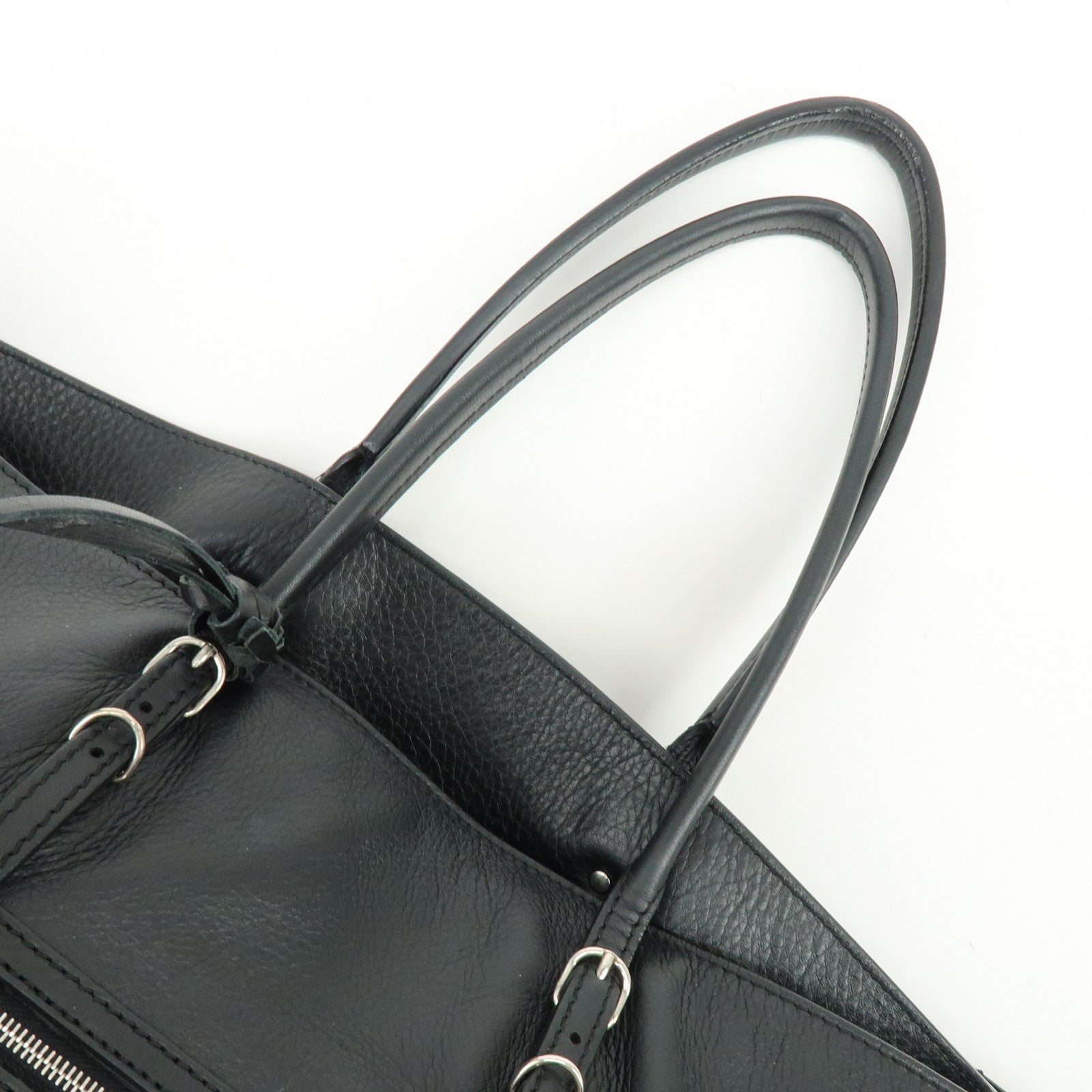 BALENCIAGA The Papier Leather Tote Shoulder Bag Black 236701