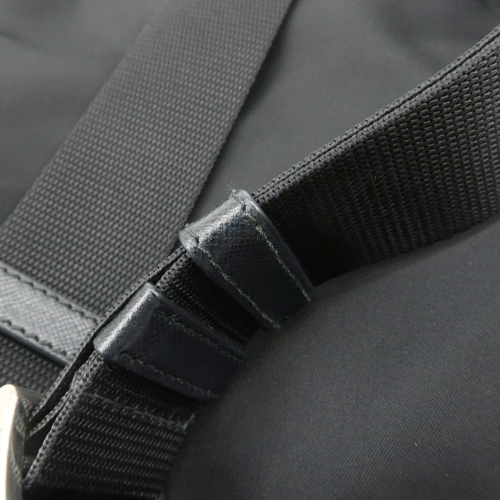 PRADA Triangle Logo Nylon Leather Backpack Ruck Sack Black Used