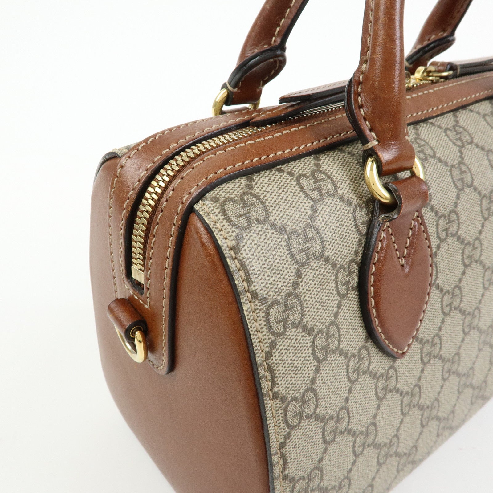 GUCCI GG Supreme Leather 2Way Bag Boston Bag Shoulder Bag Brown 409529